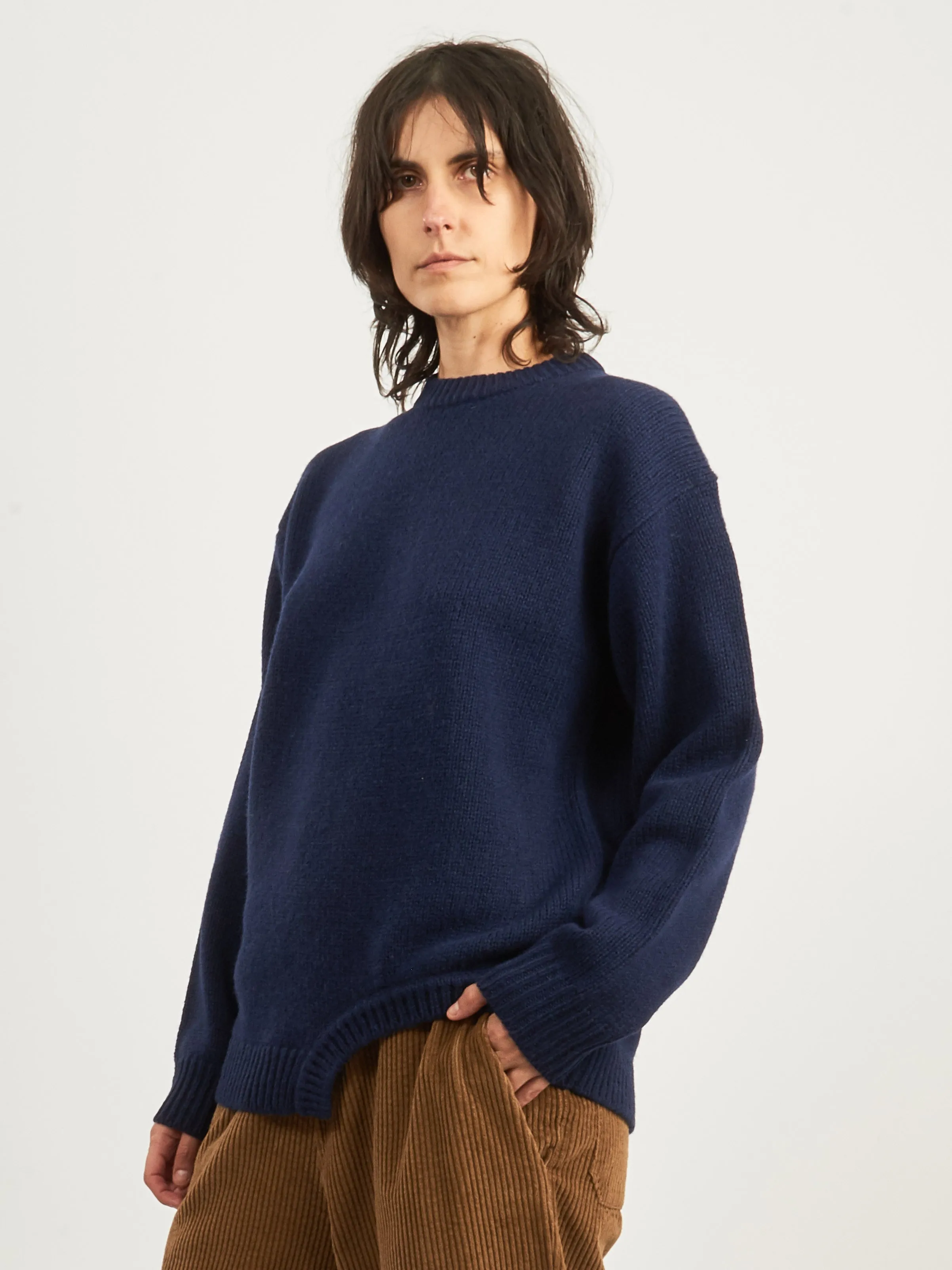 Navy Soft Lambswool Sweater w/ Cut Out Detail sold by Frances May Houseline product image thumbnail 2
