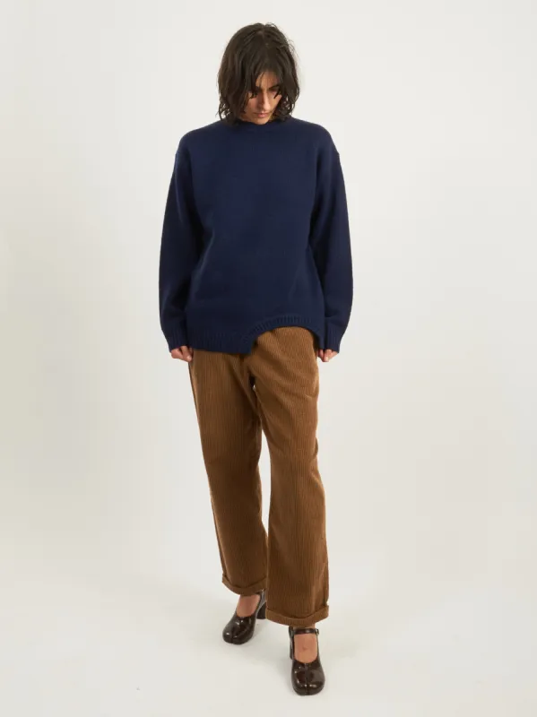 Navy Soft Lambswool Sweater w/ Cut Out Detail sold by Frances May Houseline