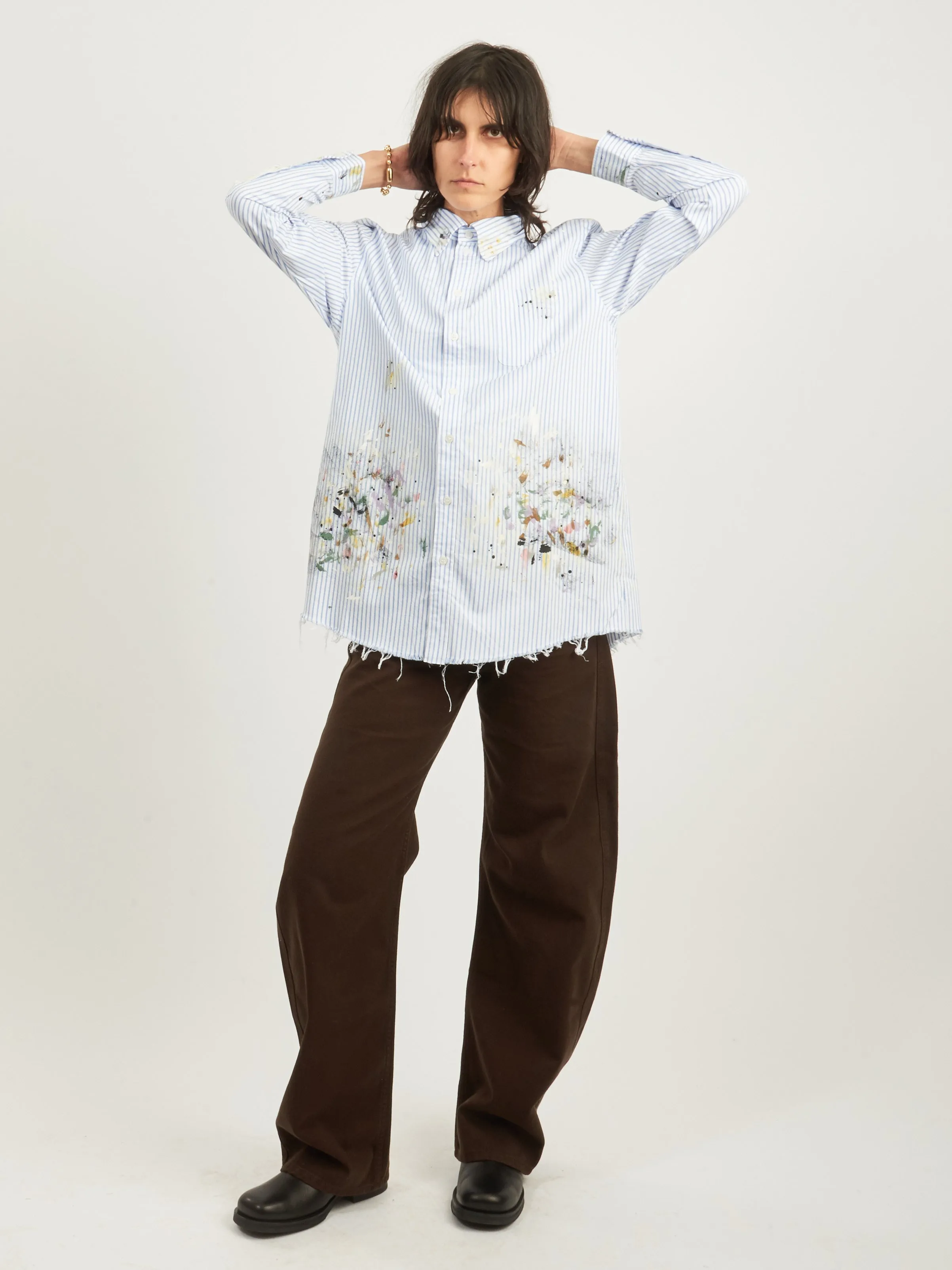 Blue Stripe Painter Shirt sold by Frances May Houseline