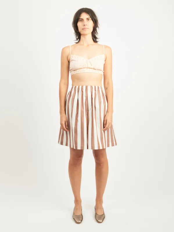 Brown White Stripe Stave Shorts made by Baserange