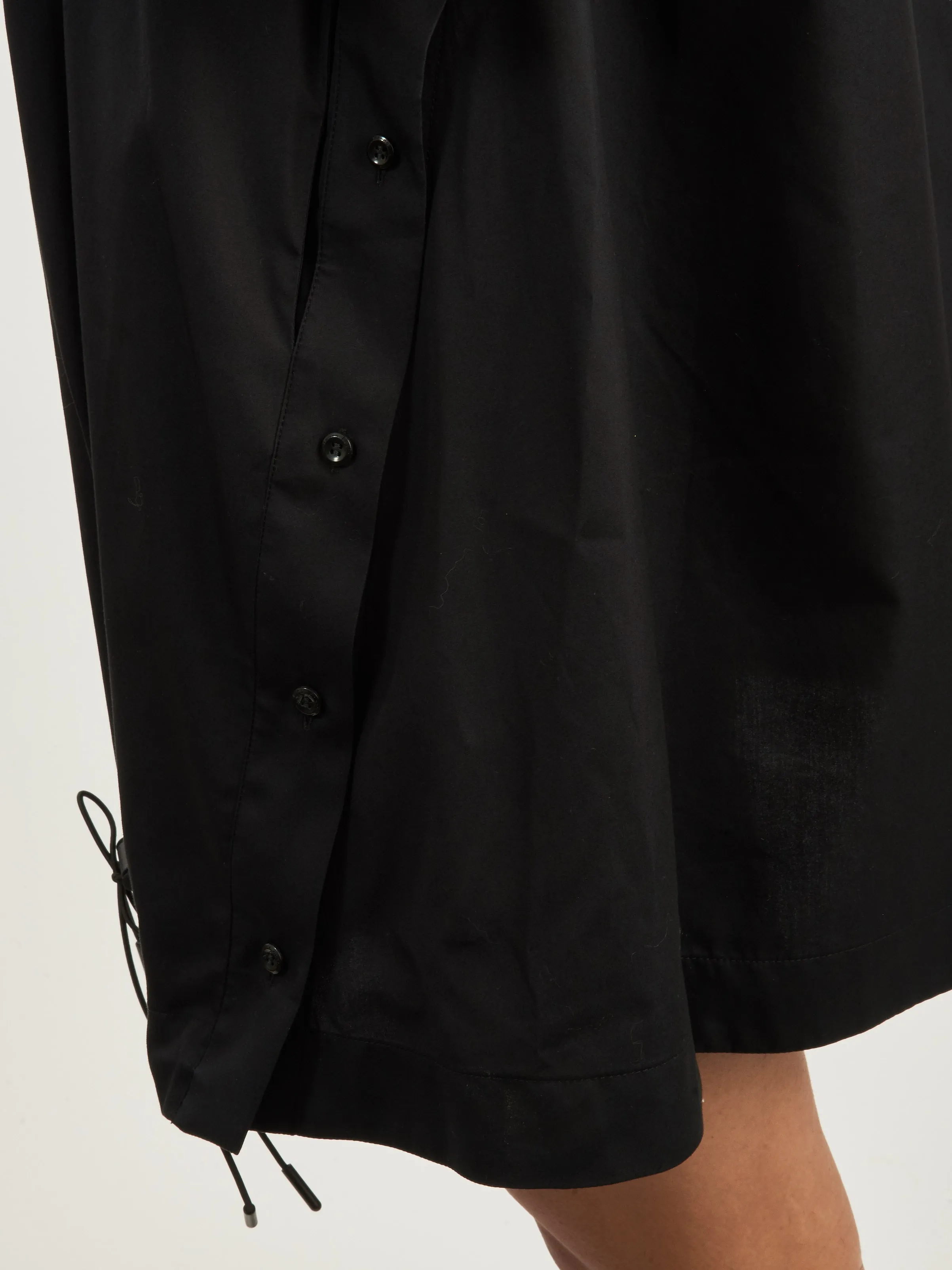 Black Puff Sleeve Shirt Dress w/ Button Placket Detail sold by Frances May Houseline product image thumbnail 5