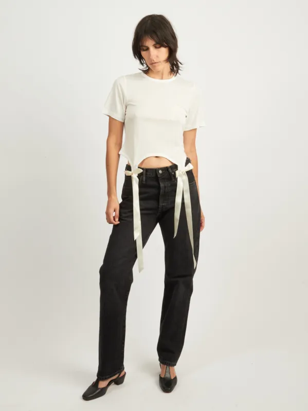 Ivory Easy T-Shirt W/Bow Tails made by Simone Rocha