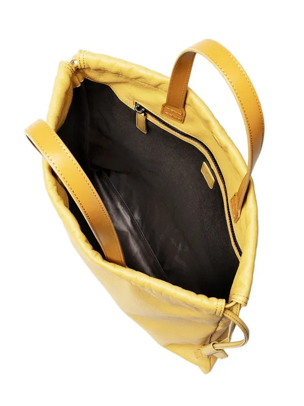 Yellow Ruffle Drawstring Tote made by Frances May Houseline