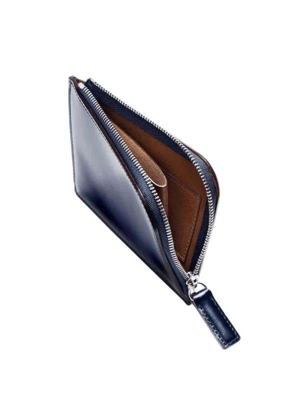 Navy Cordovan L Zip Wallet sold by Frances May Houseline