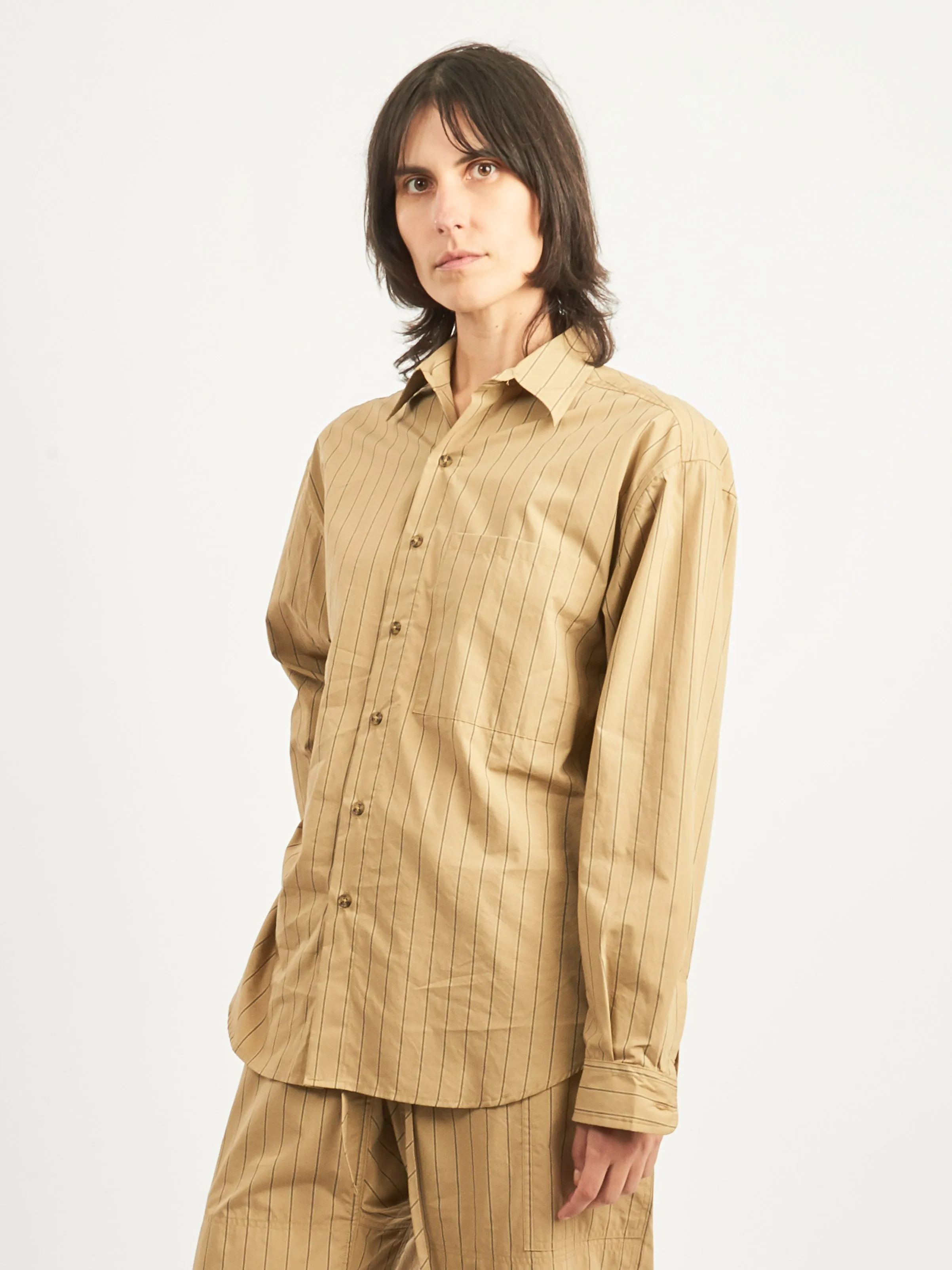 Camel/Black Stripe Big Button Up sold by Frances May Houseline product image thumbnail 2