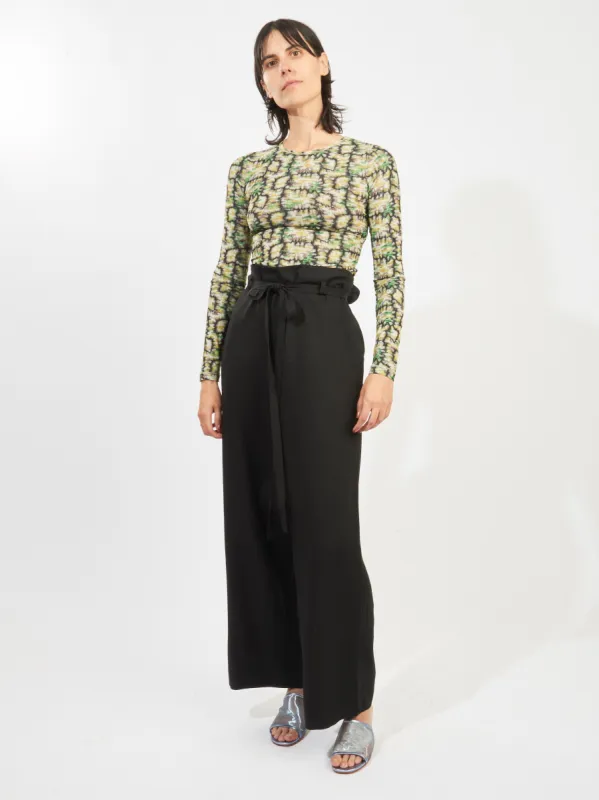 Black Fluid Tie-Waist Trousers sold by Frances May Houseline