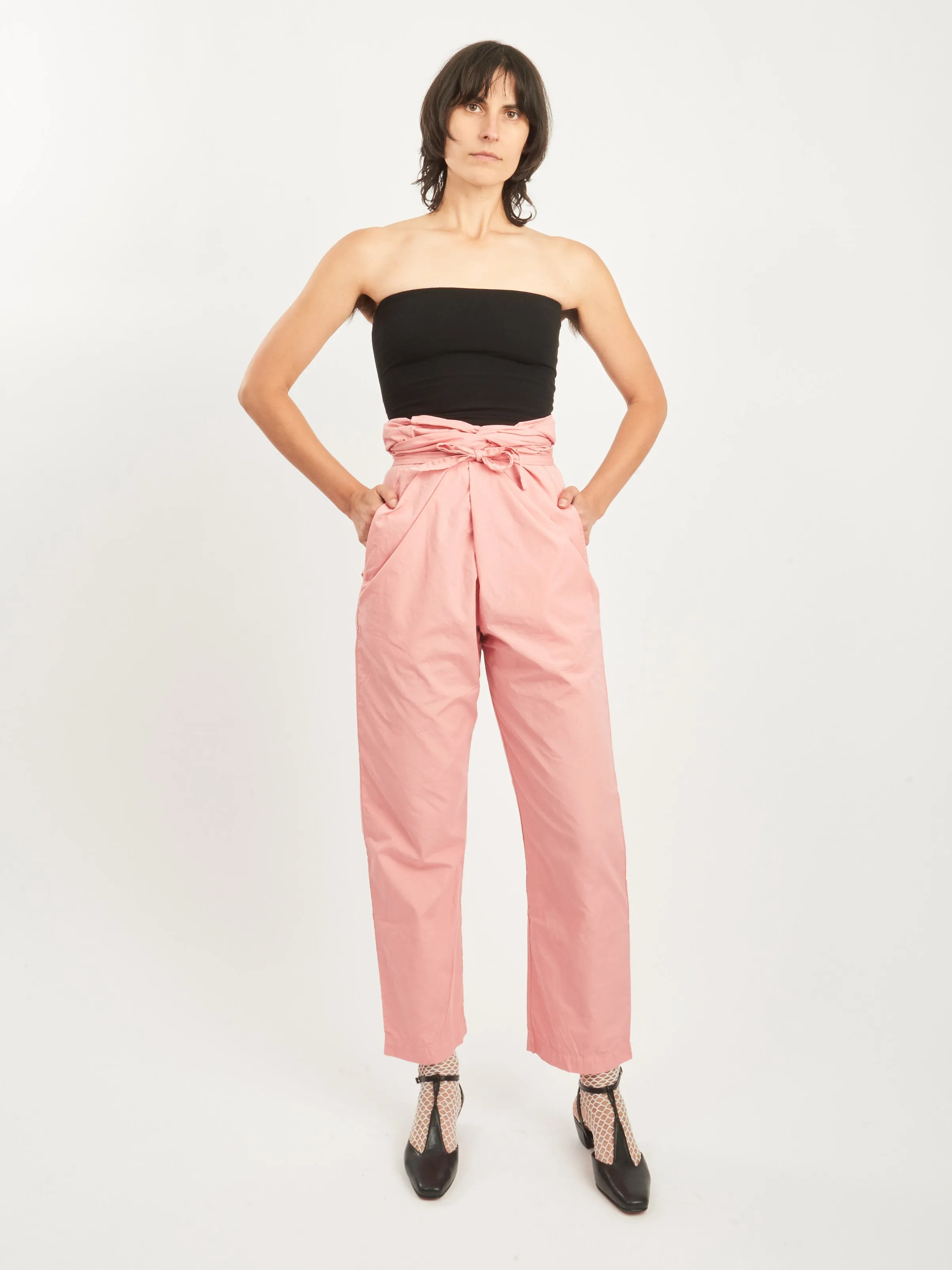 Peach Jade Suvin Cotton Broadcloth Wrapped Pants sold by Frances May Houseline