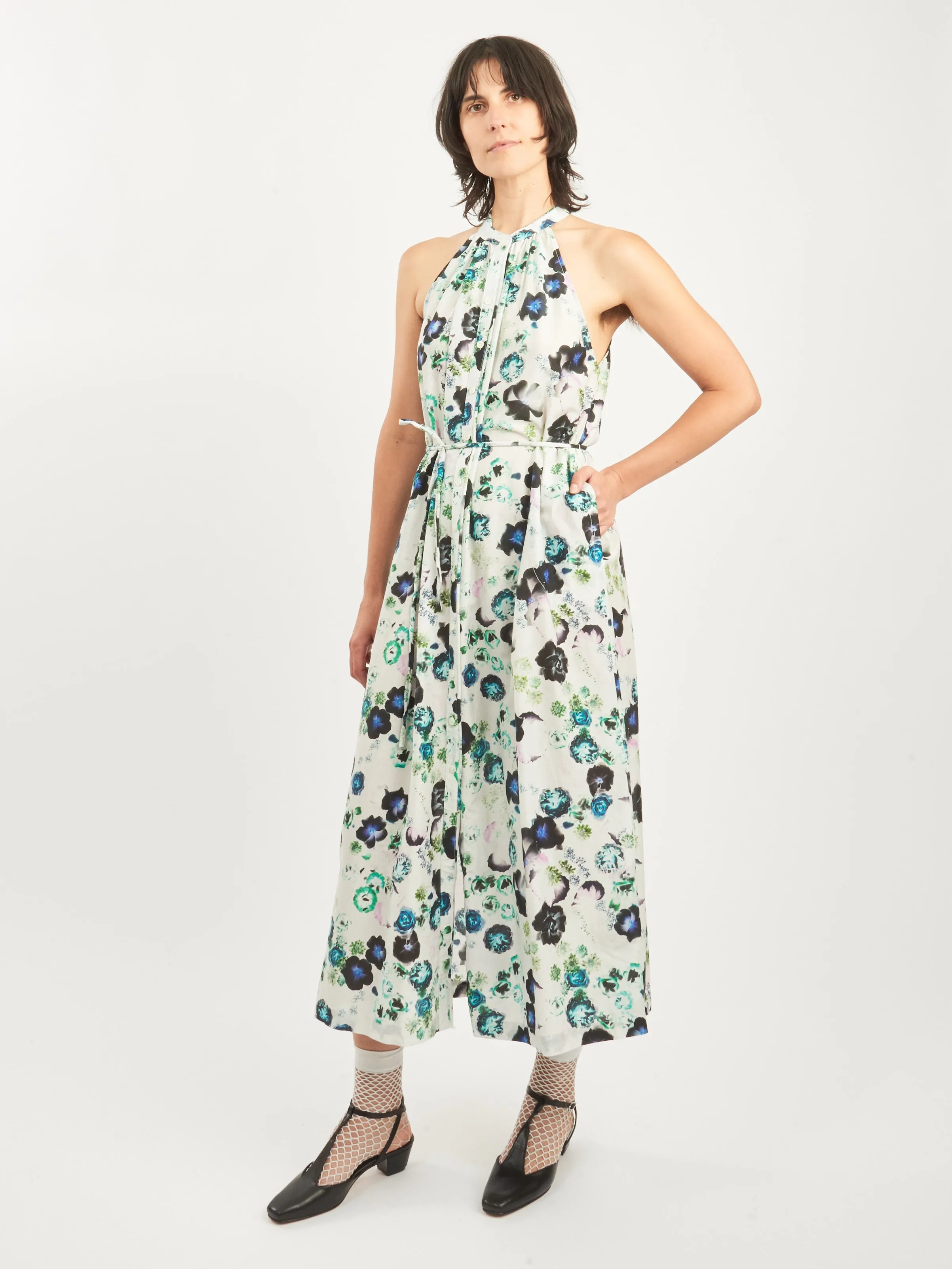 White Floral Halter Midi Dress sold by Frances May Houseline product image thumbnail 2