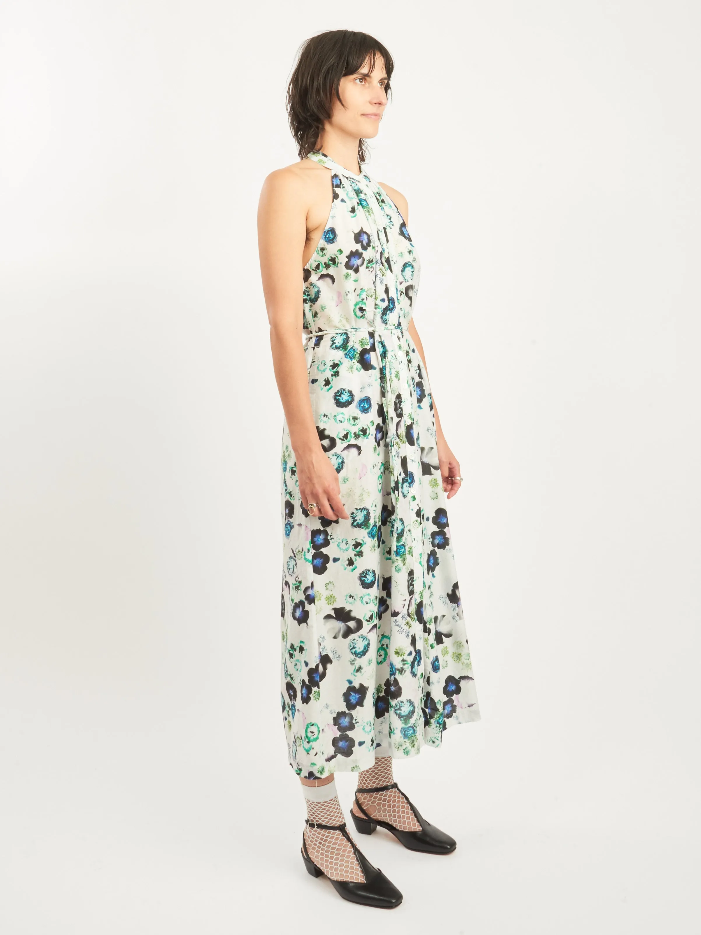 White Floral Halter Midi Dress sold by Frances May Houseline product image thumbnail 5