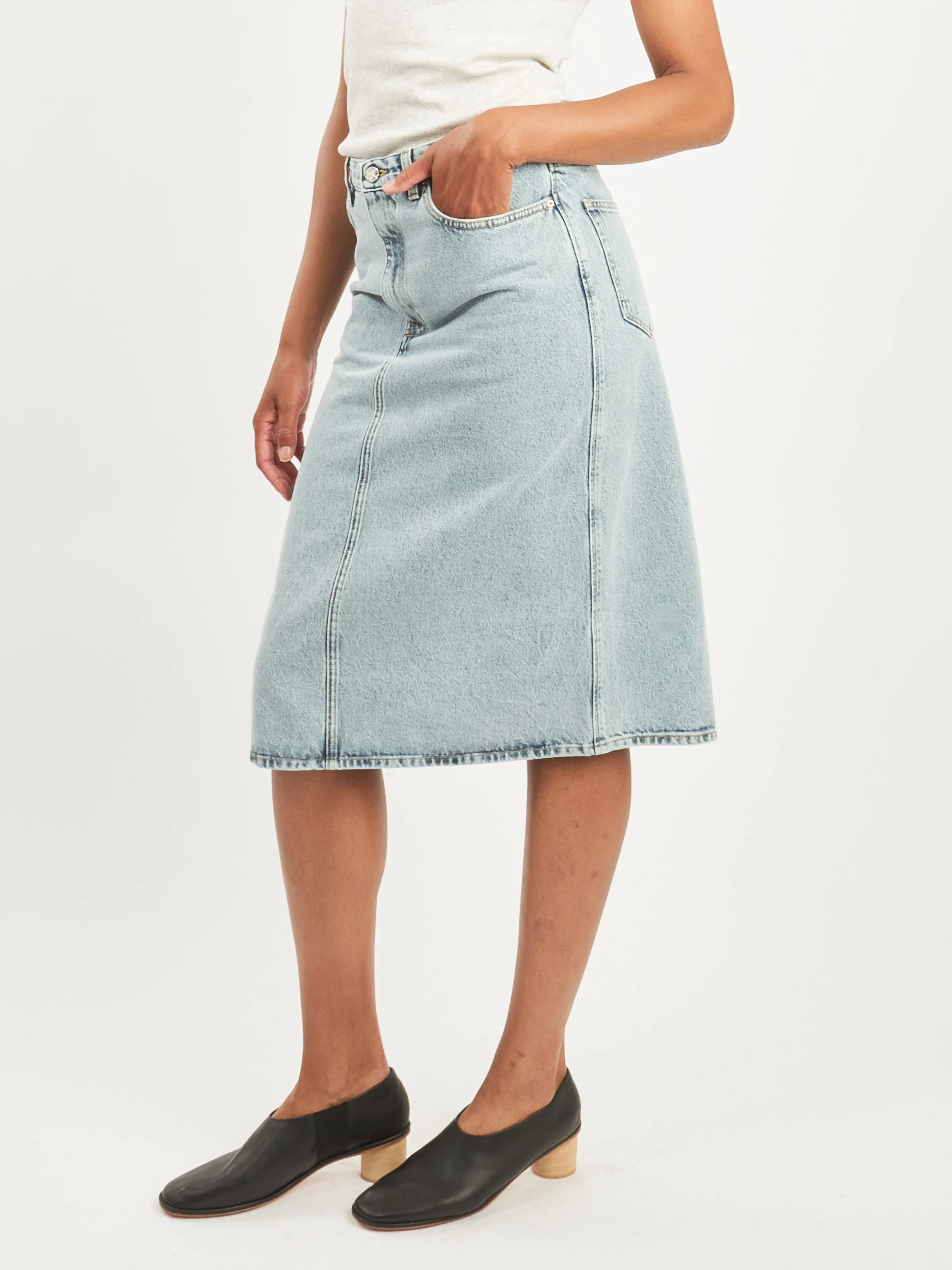 Cool Blue Denim Midi Skirt sold by Frances May Houseline product image thumbnail 2