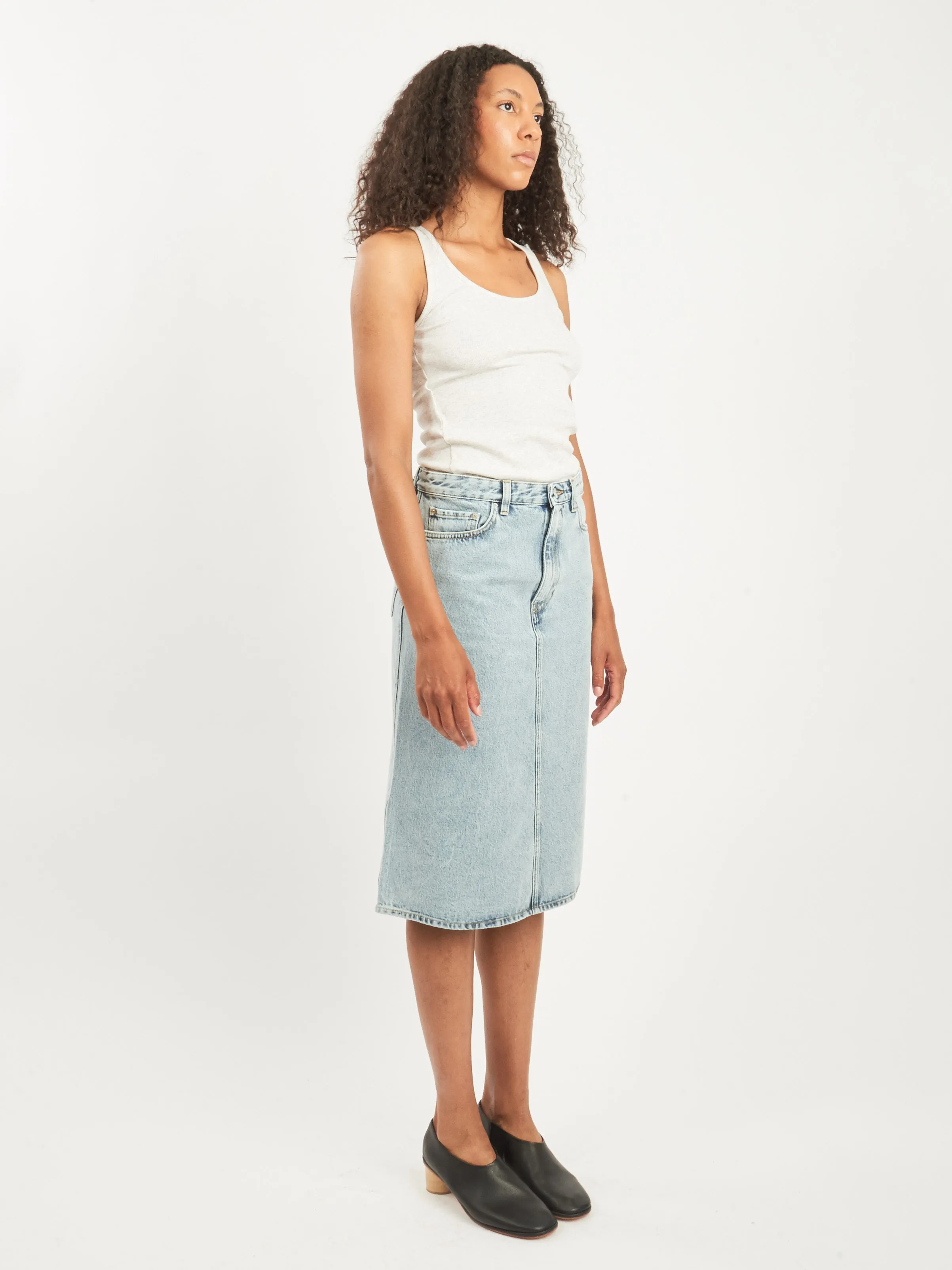 Cool Blue Denim Midi Skirt sold by Frances May Houseline product image thumbnail 5