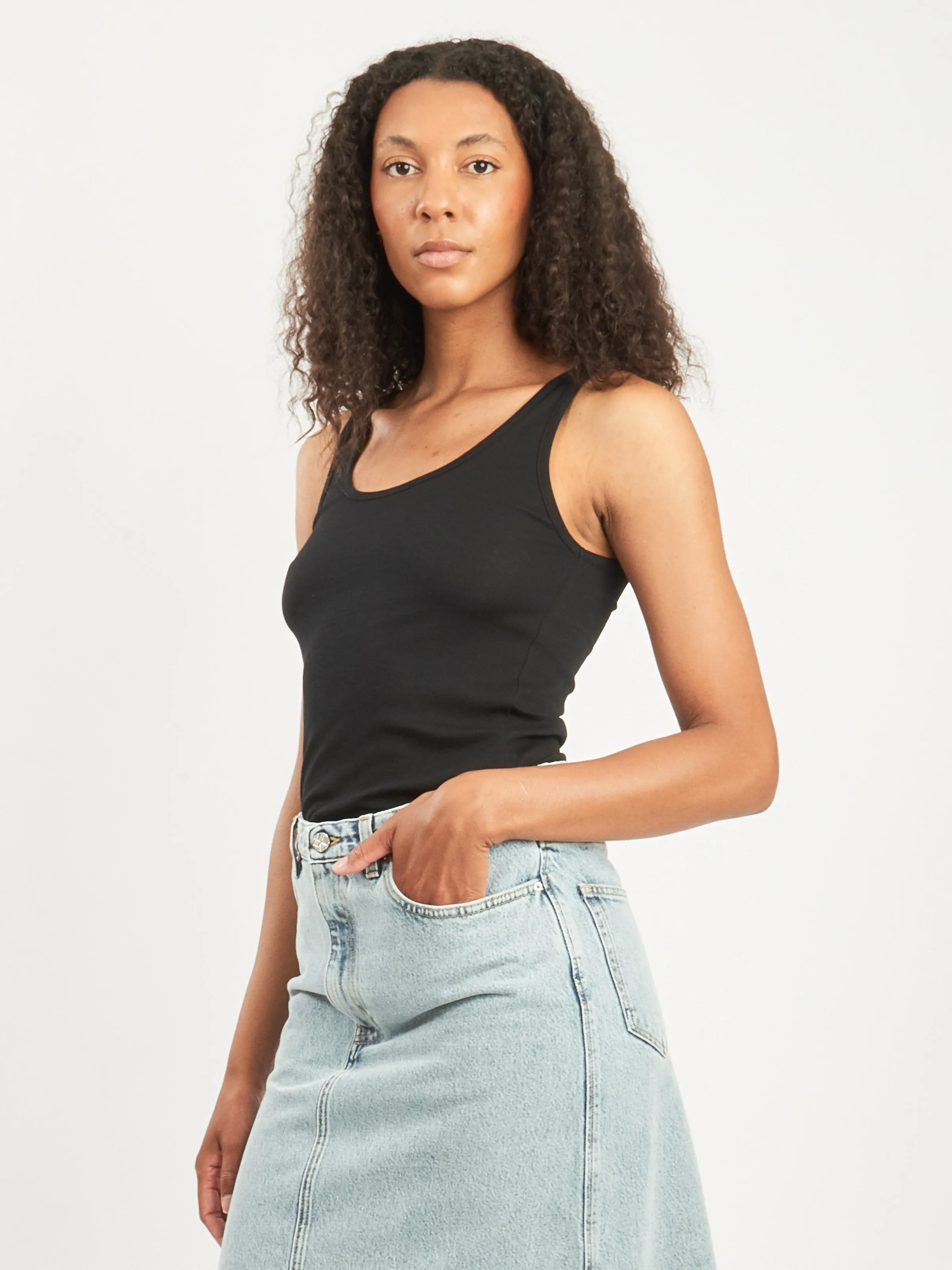 Black Classic Rib Tank sold by Frances May Houseline product image thumbnail 2