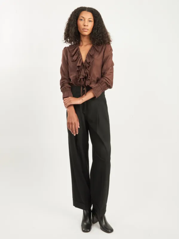 Brown Heartwood Flounce Blouse sold by Frances May Houseline