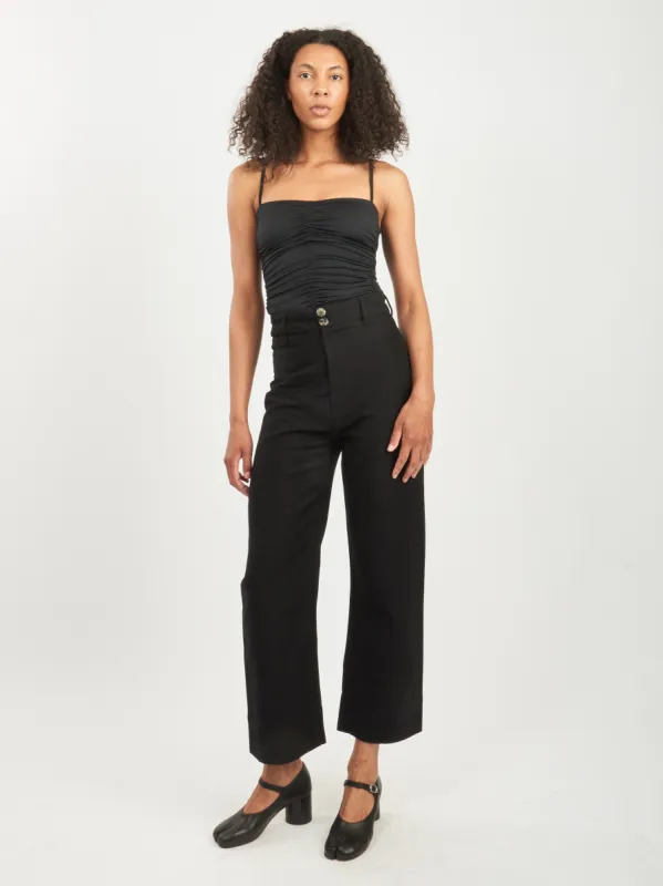 Black Stretch Light Weight Tech Knit Shirred Cami made by Tibi
