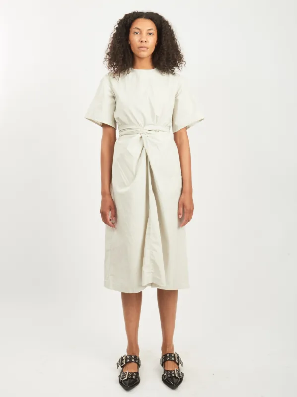 Silver Quartz Cotton Silk Broadcloth Wrapped Dress made by Frances May Houseline