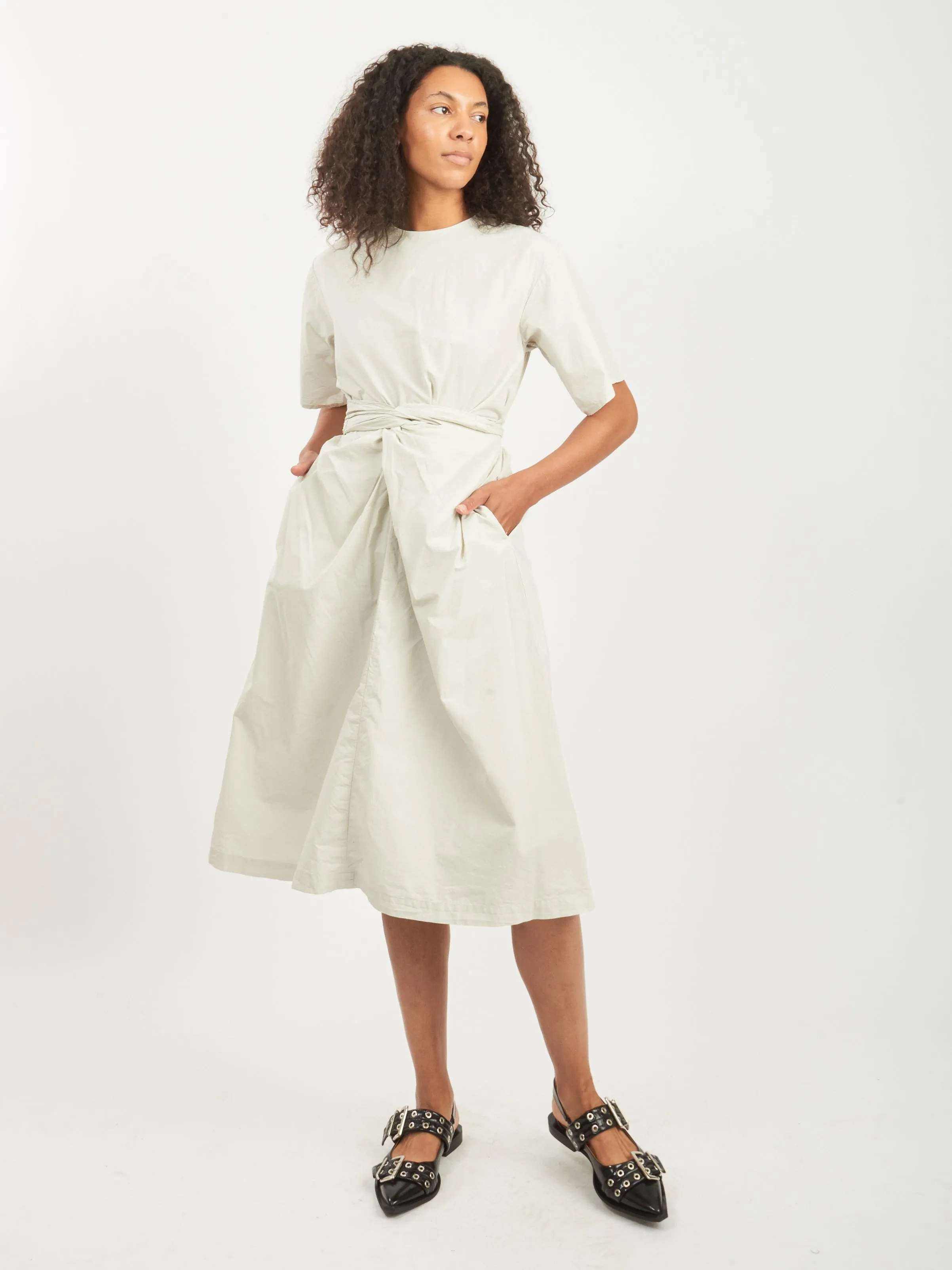 Silver Quartz Cotton Silk Broadcloth Wrapped Dress sold by Frances May Houseline product image thumbnail 2