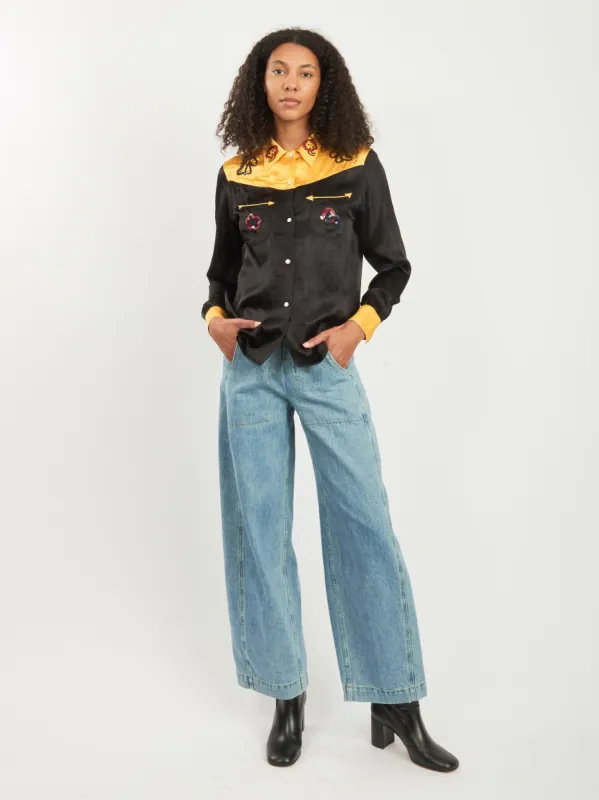 Gold/Black Sequin Rodeo Shirt sold by Frances May Houseline