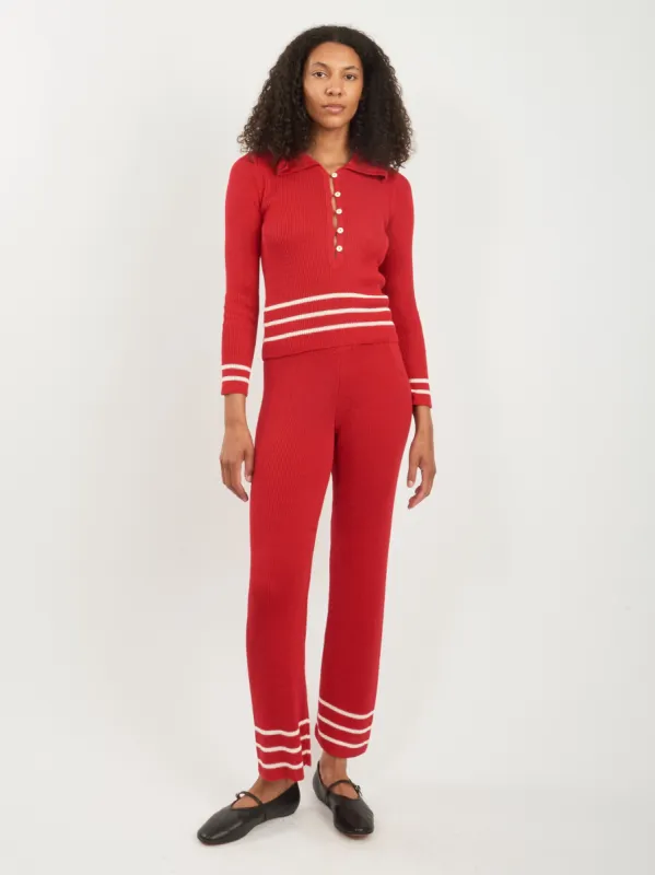 Red Quincy Stripe Polo made by BODE