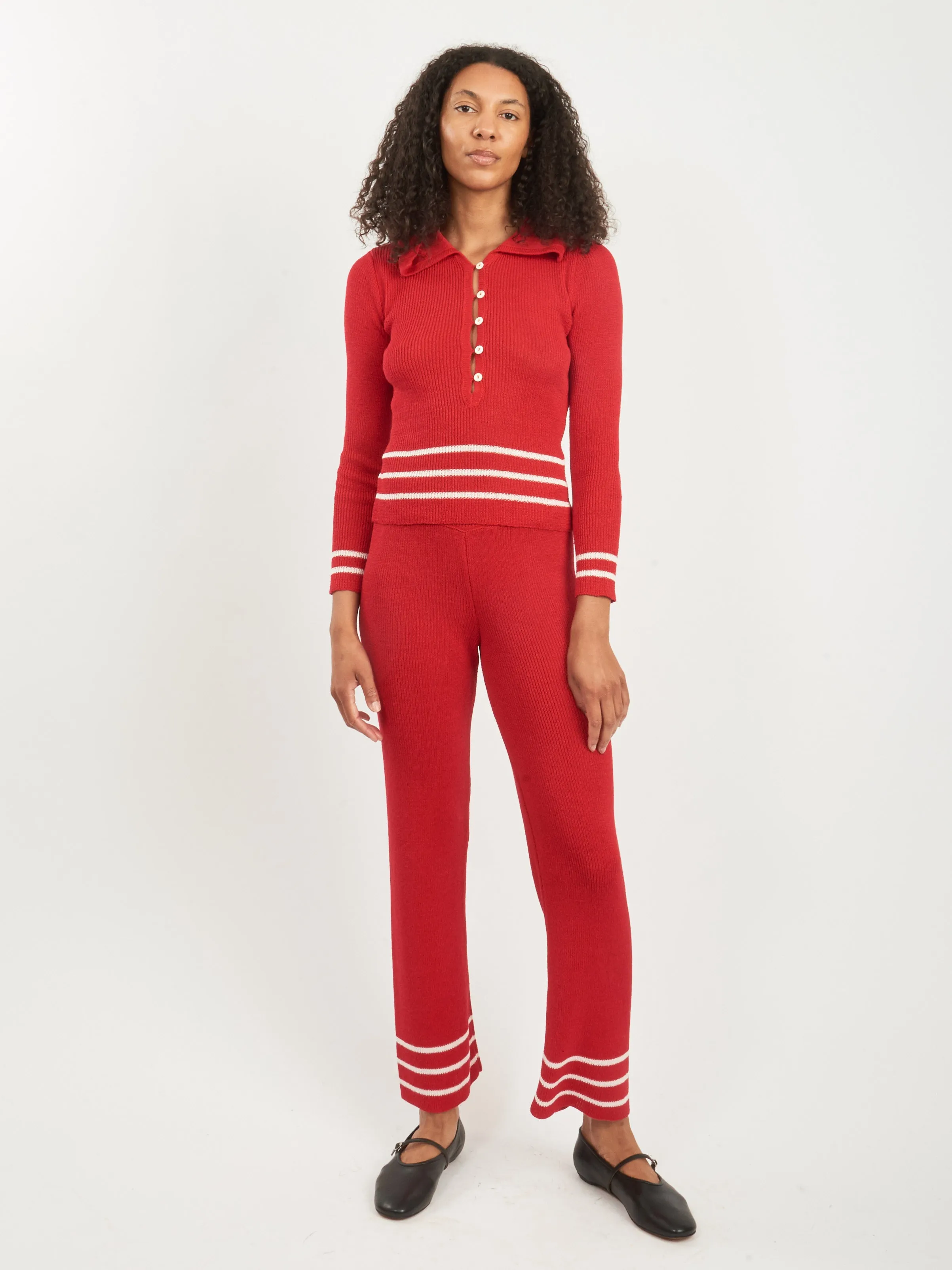 Red Quincy Stripe Jogger sold by Frances May Houseline