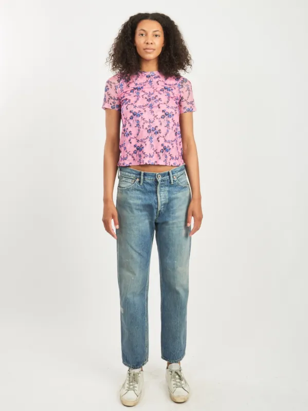 Light Distress Selvedge Denim Used Ankle Cut made by Frances May Houseline