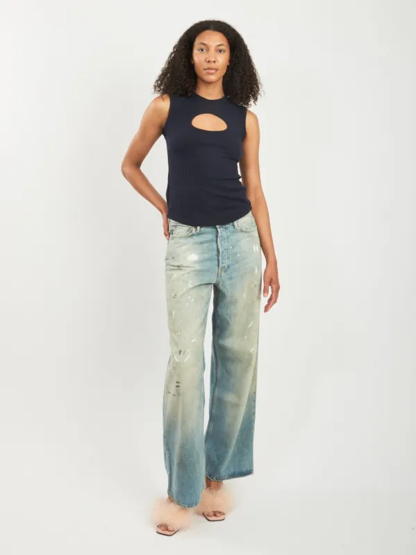 Navy Cutout Circle Tank made by Frances May Houseline