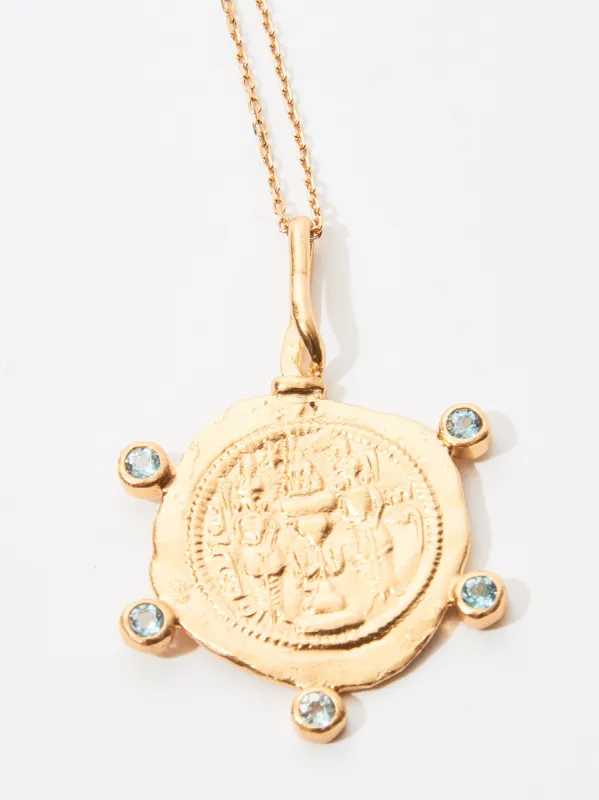 Banu Pendant W/Aquamarine made by Frances May Houseline