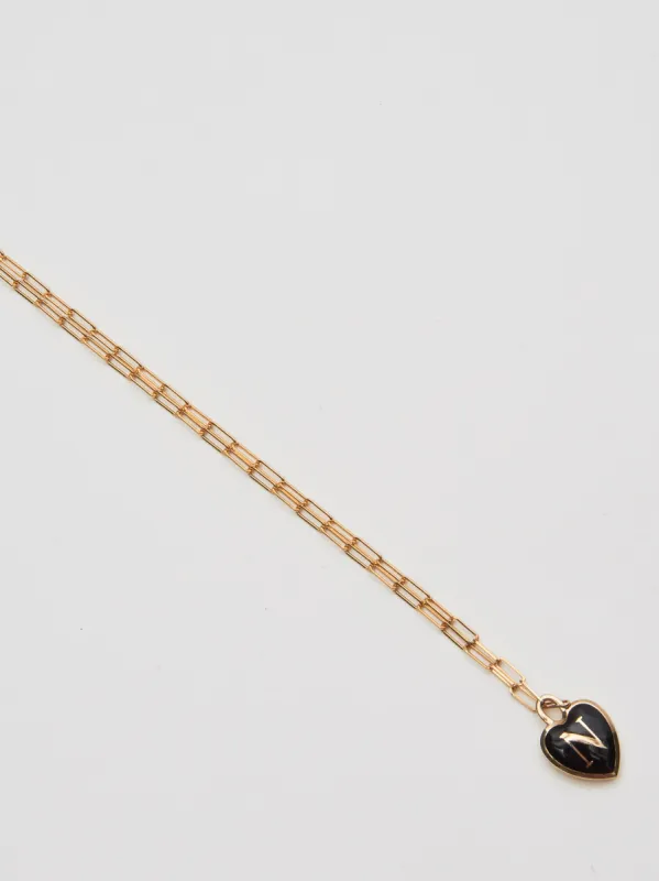 Black N Enamel Heart Initial Pendant sold by Frances May Houseline