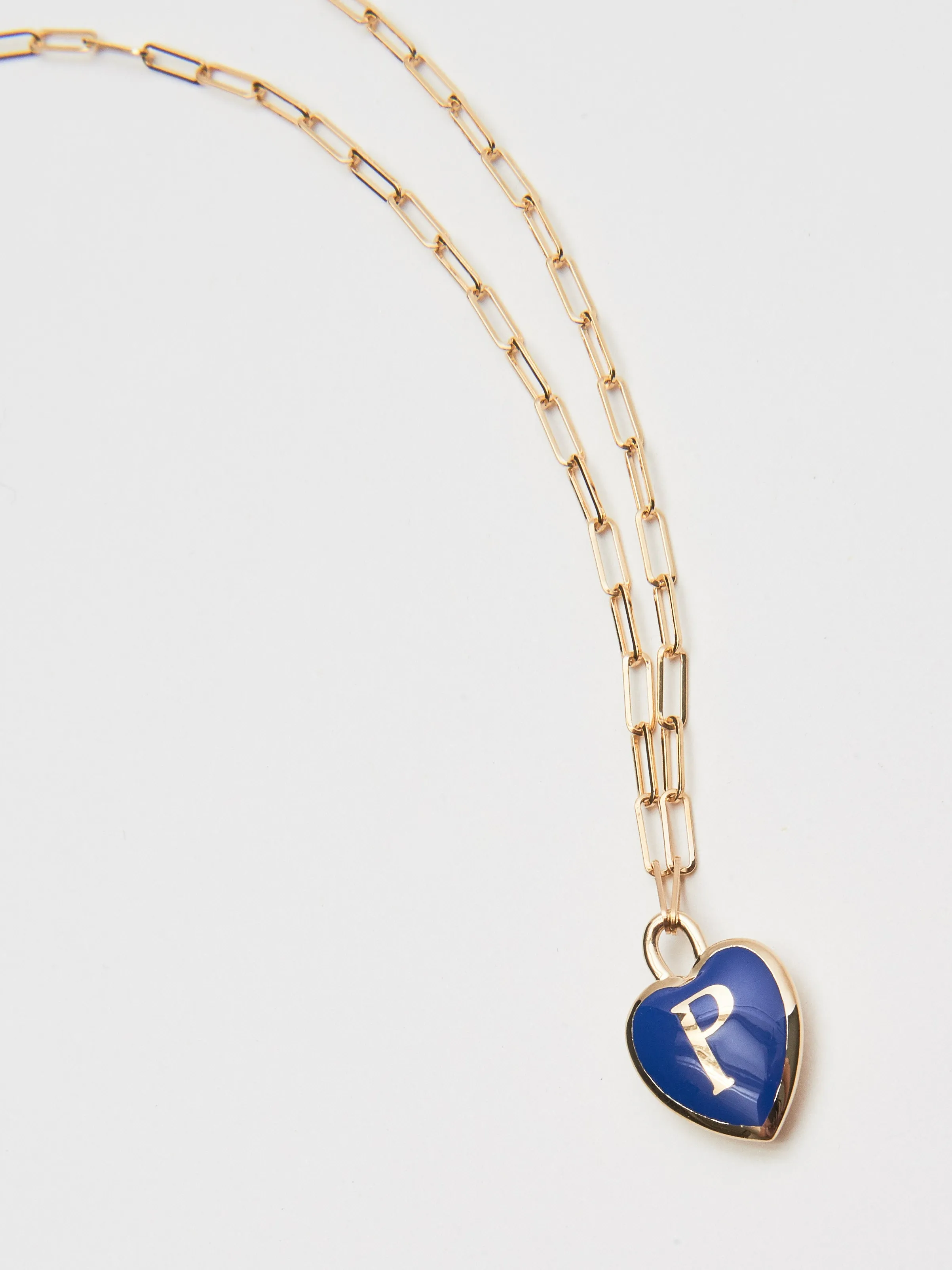 Blue P Enamel Heart Initial Pendant sold by Frances May Houseline product image thumbnail 2