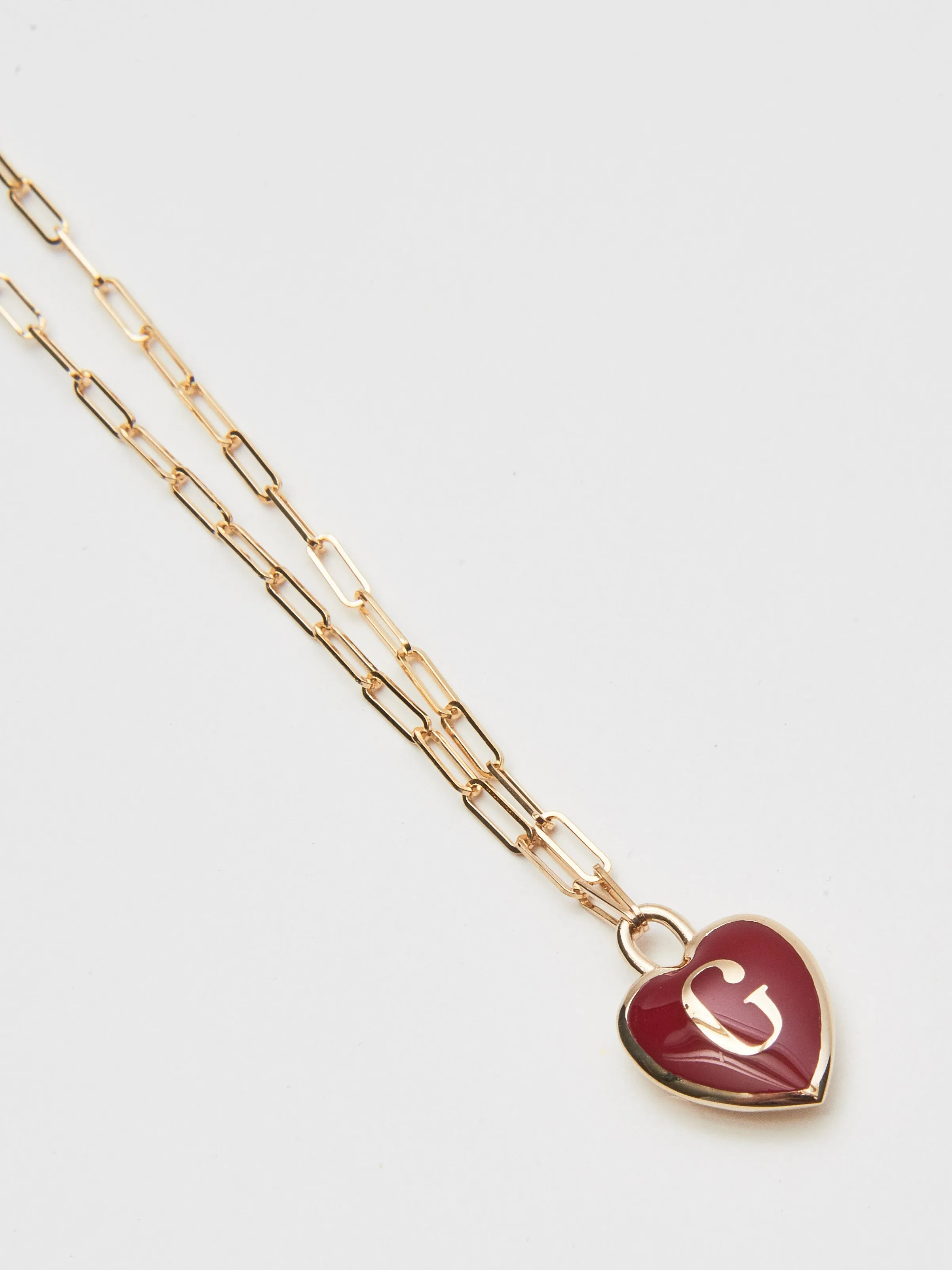 Red G Enamel Heart Initial Pendant sold by Frances May Houseline product image thumbnail 3