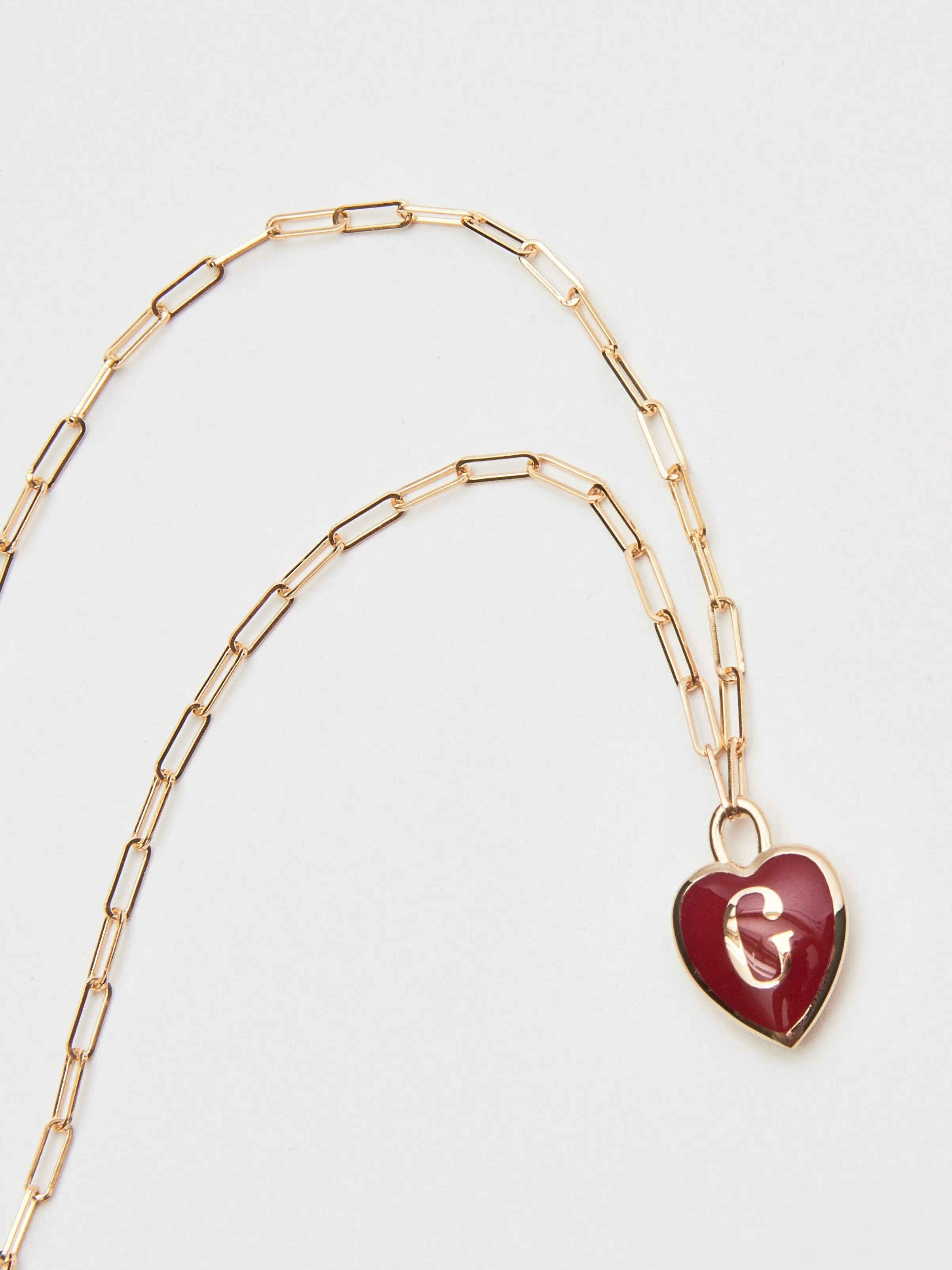 Red G Enamel Heart Initial Pendant sold by Frances May Houseline product image thumbnail 2