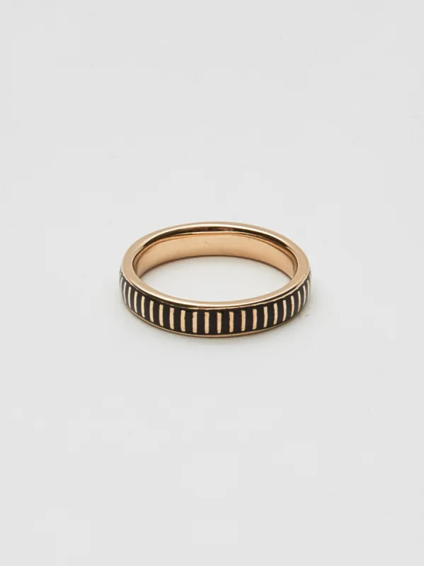 Striped Black Enamel Ring sold by Frances May Houseline