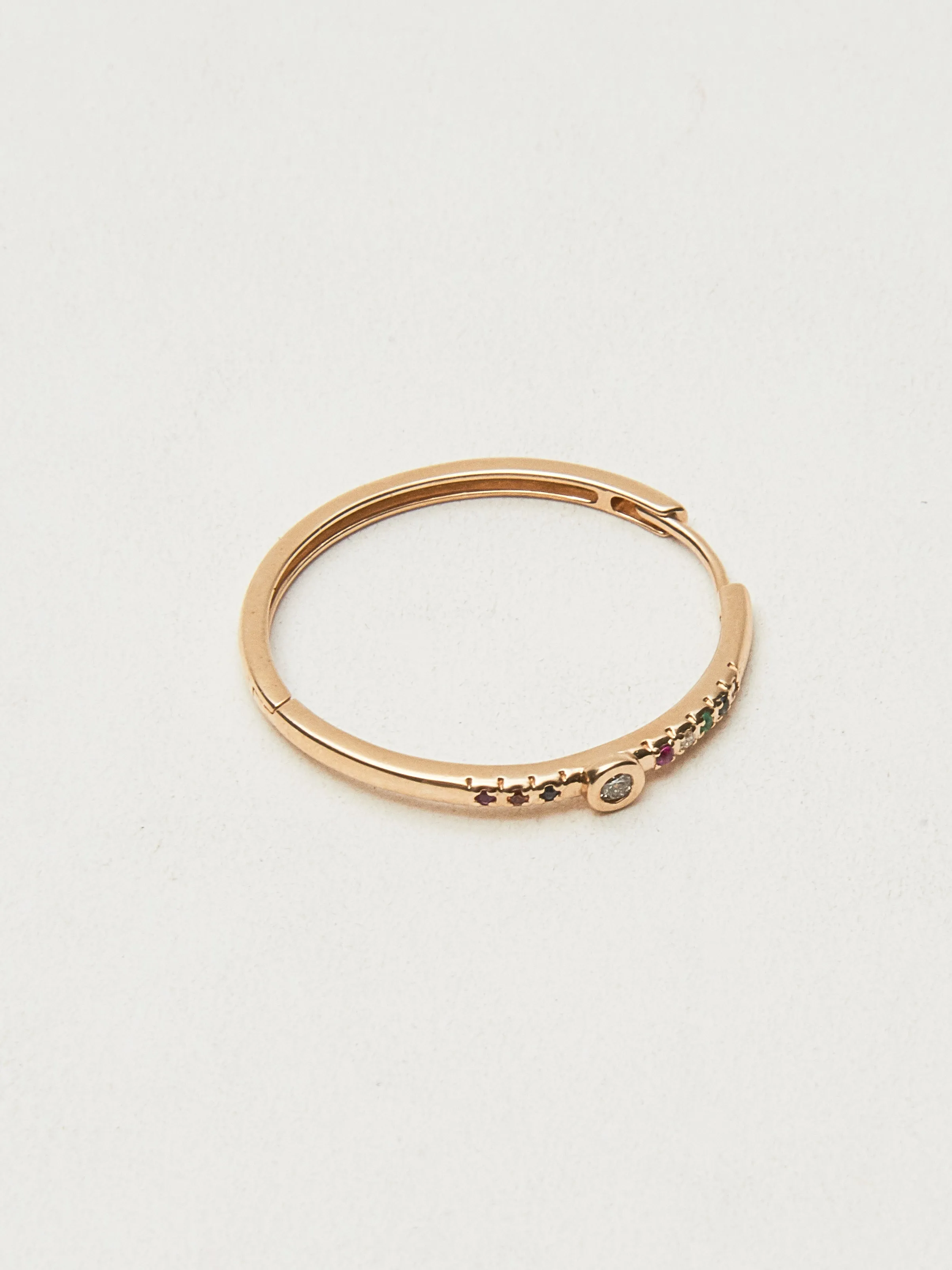 Diamond Bezel Rainbow Gem Hoop (Single) sold by Frances May Houseline product image thumbnail 3