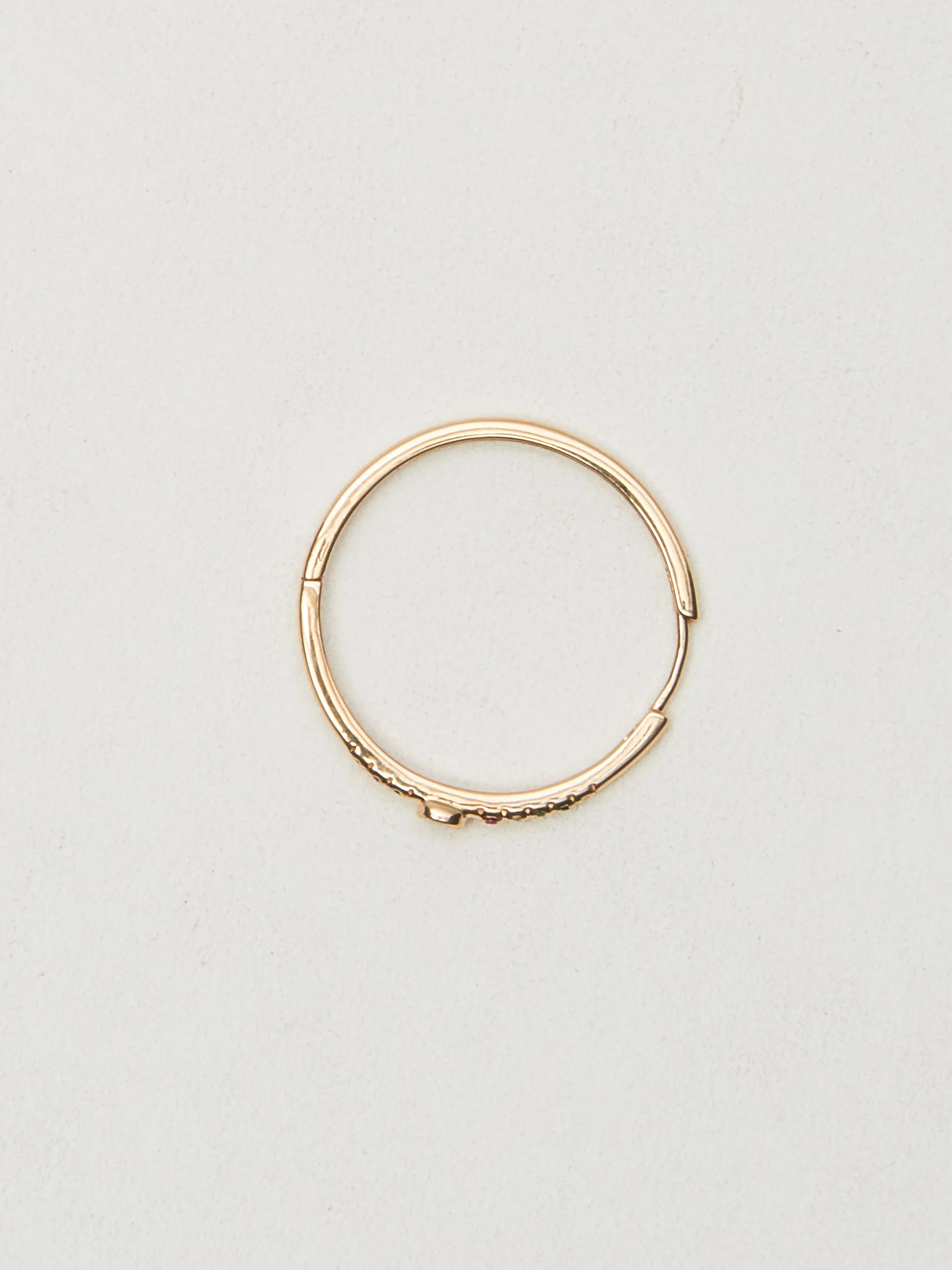 Diamond Bezel Rainbow Gem Hoop (Single) sold by Frances May Houseline