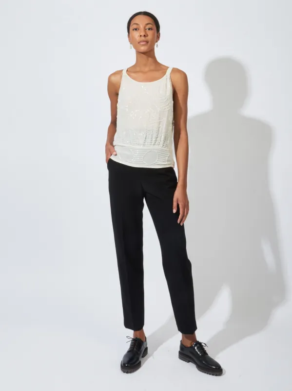 Cream Beaded Myrtle Shirt sold by Frances May Houseline