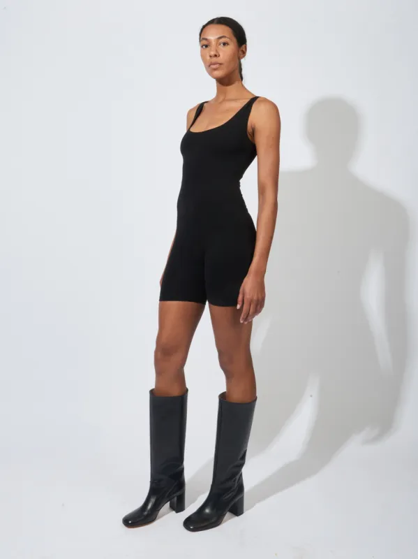 Black Via Olympia Short Unitard sold by Frances May Houseline