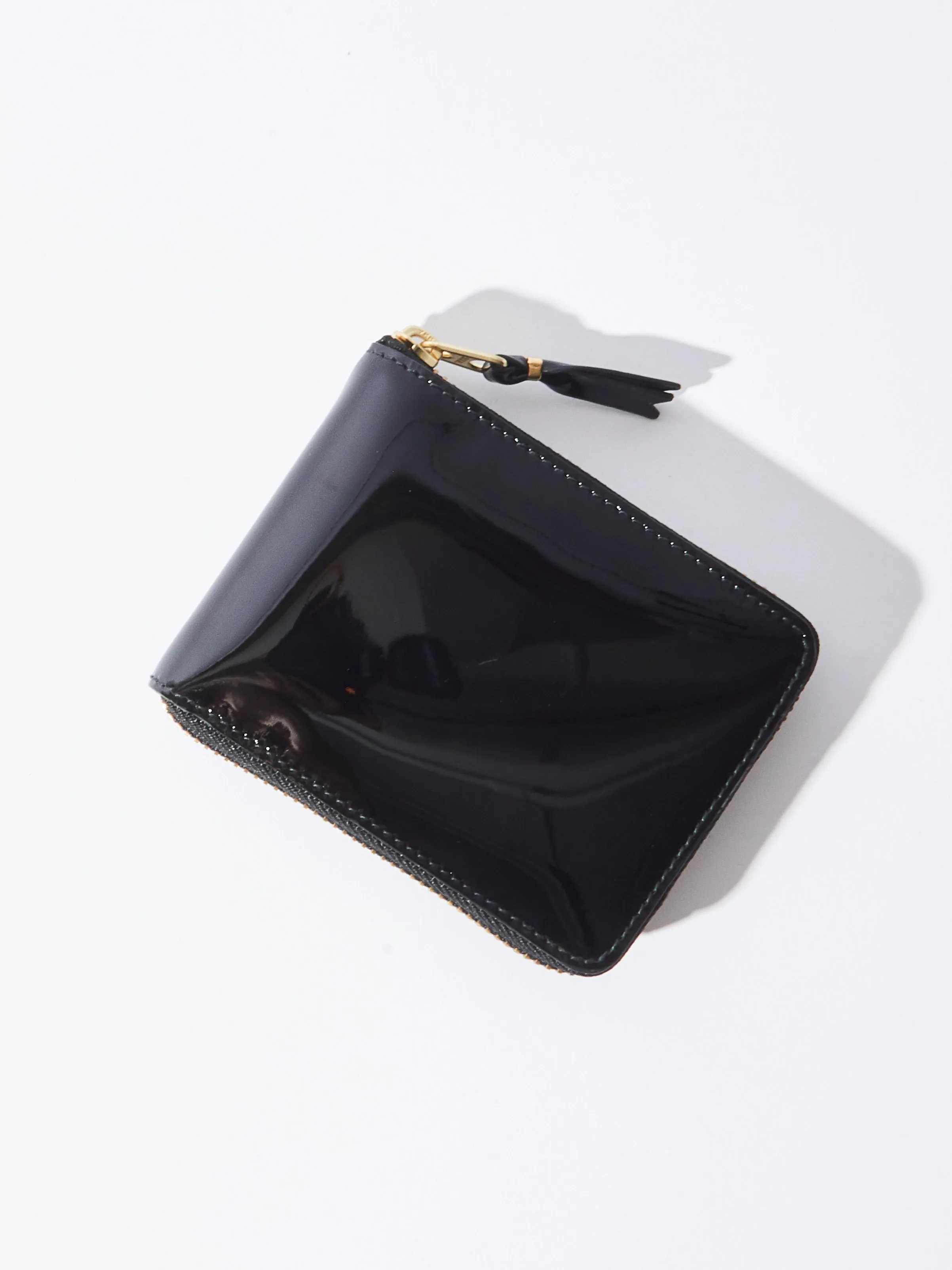 Black Glossy Check Print Small Zip Around Wallet sold by Frances May Houseline product image thumbnail 2