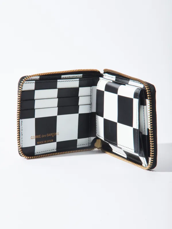 Black Glossy Check Print Small Zip Around Wallet sold by Frances May Houseline