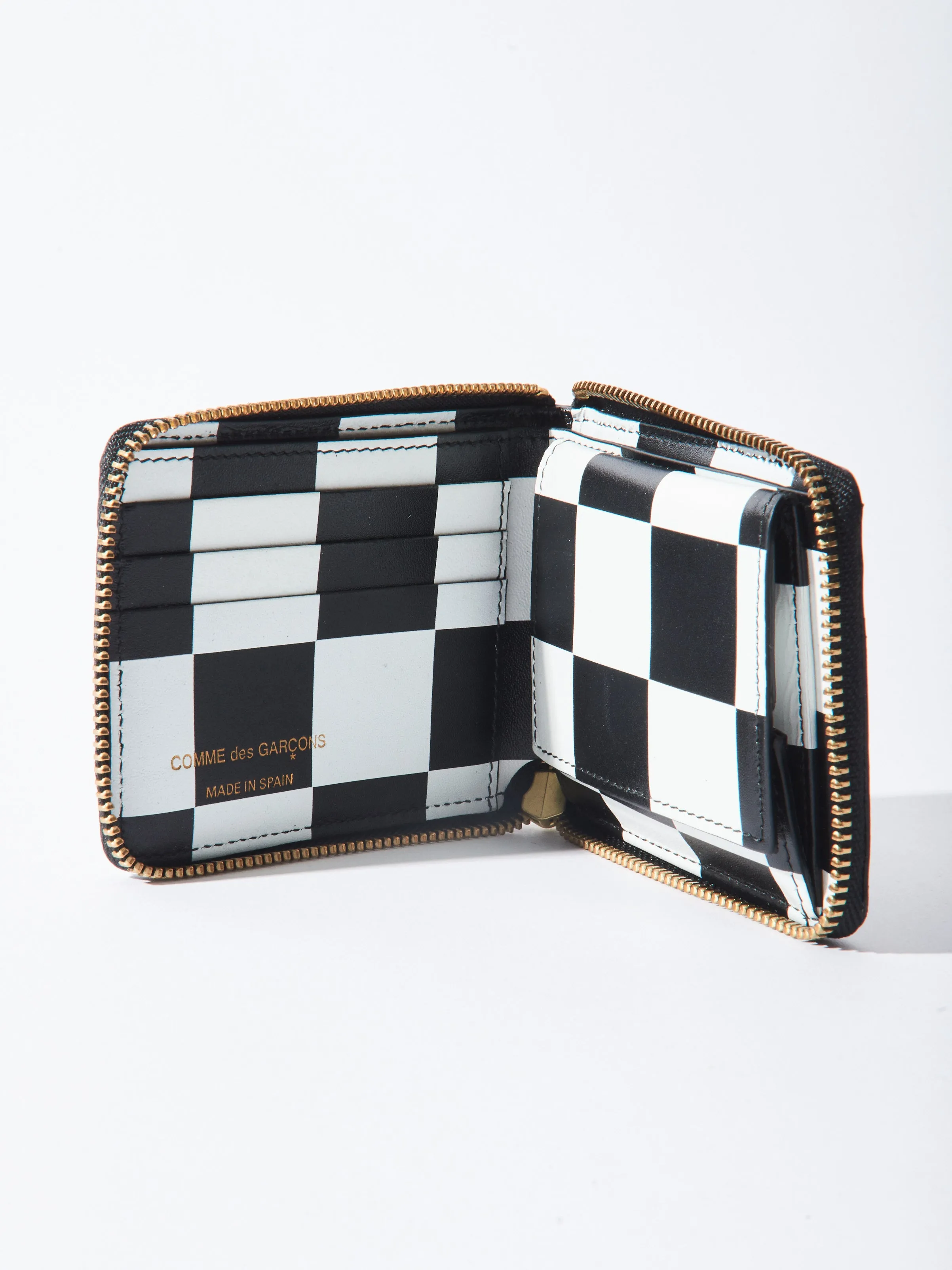 Black Glossy Check Print Small Zip Around Wallet sold by Frances May Houseline