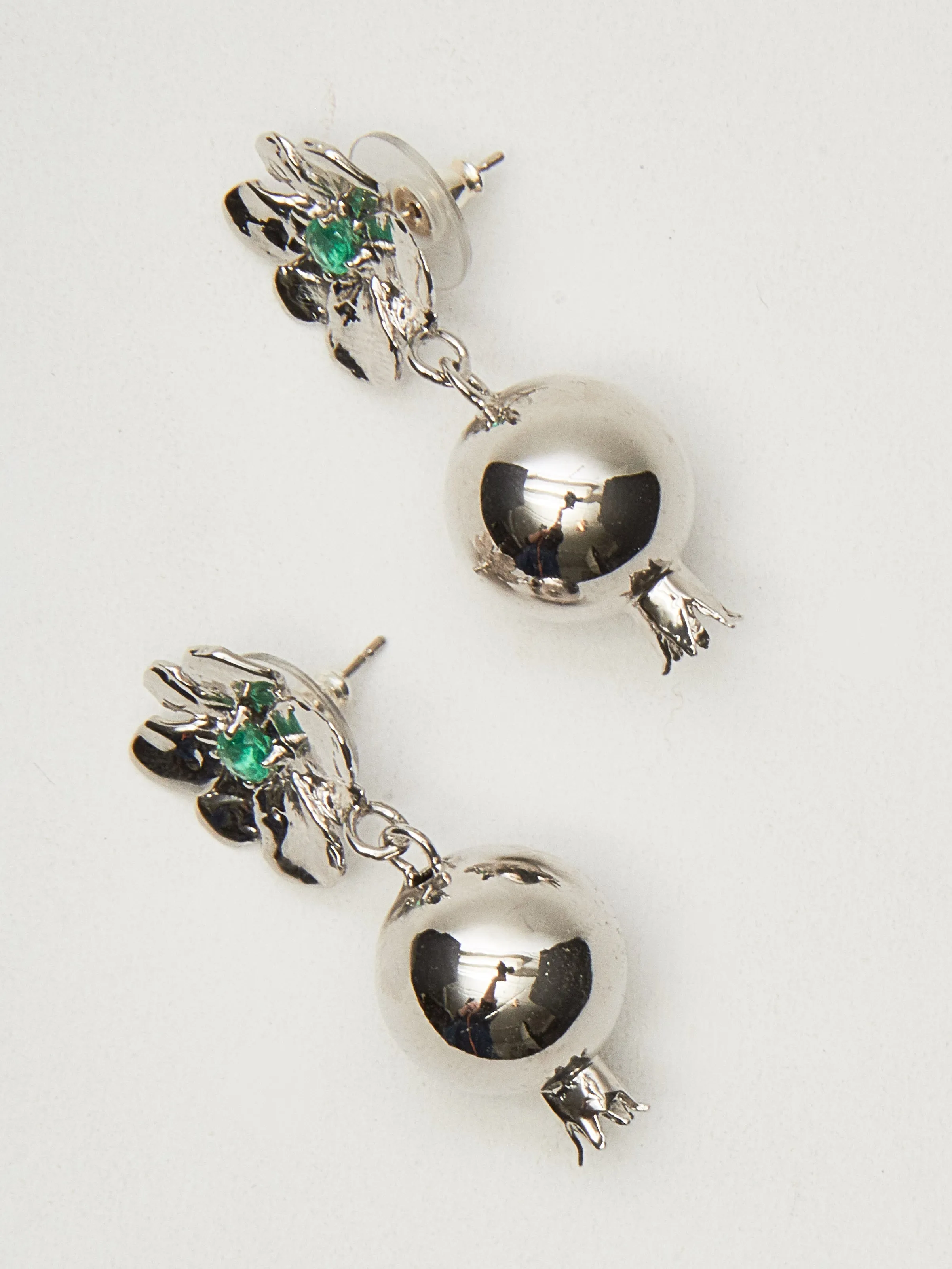 White Bronze/Lizard Green Melograno Earrings sold by Frances May Houseline