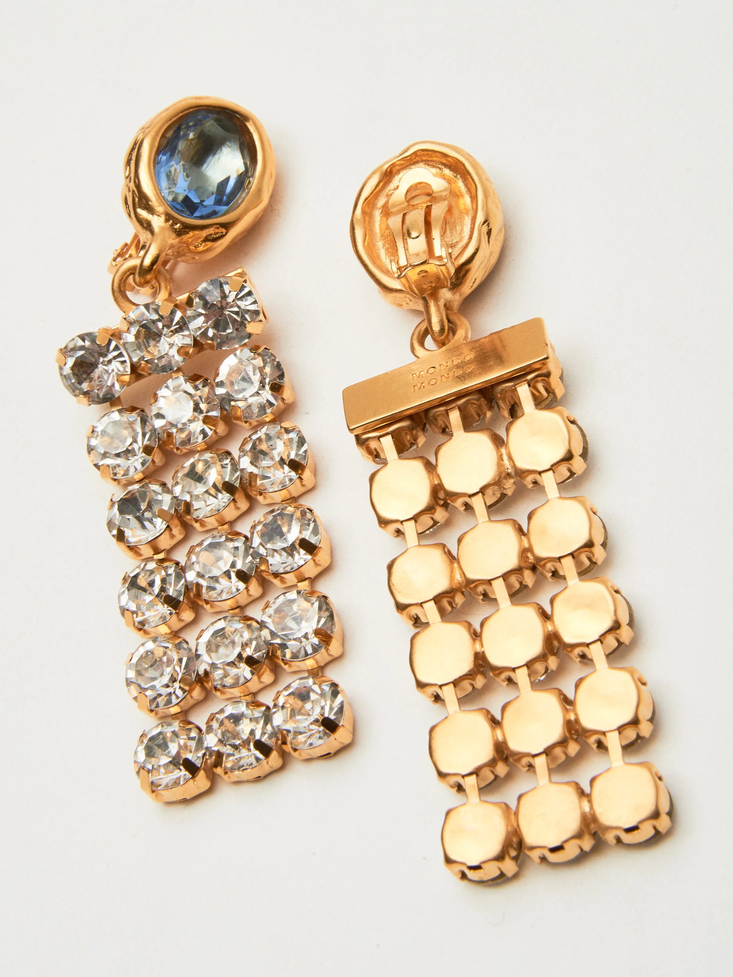 Gold/Light Blue Flash Earrings sold by Frances May Houseline