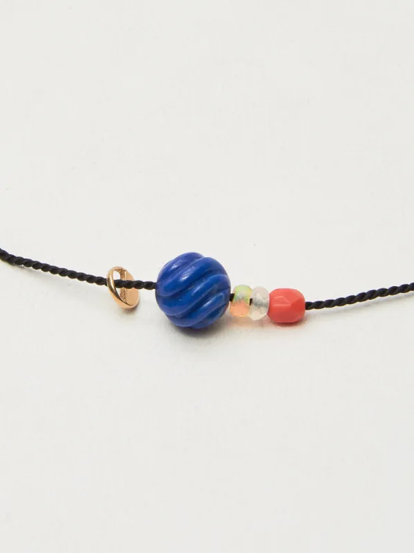 Breve Charm/Lapis Twist/Opal & Glass Beads Necklace made by Frances May Houseline
