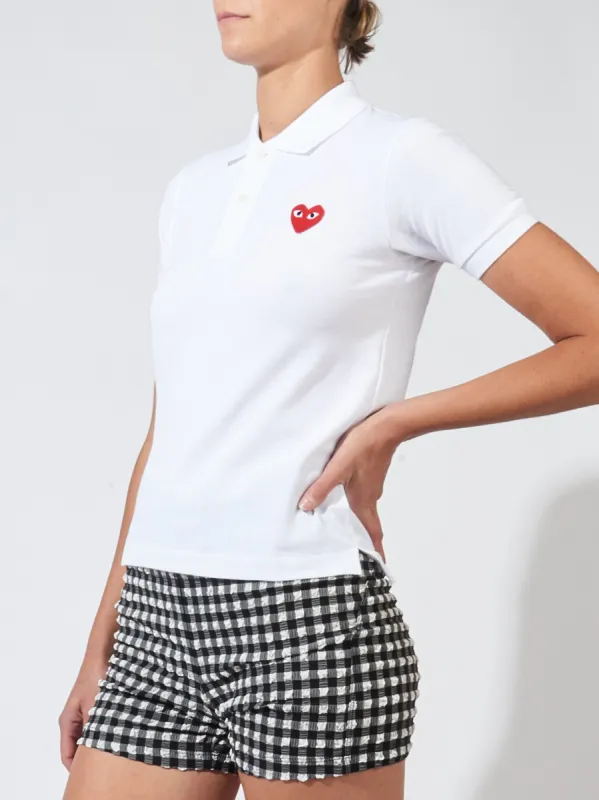 White Red Heart Play Polo S/S Shirt made by Comme des Garcons PLAY