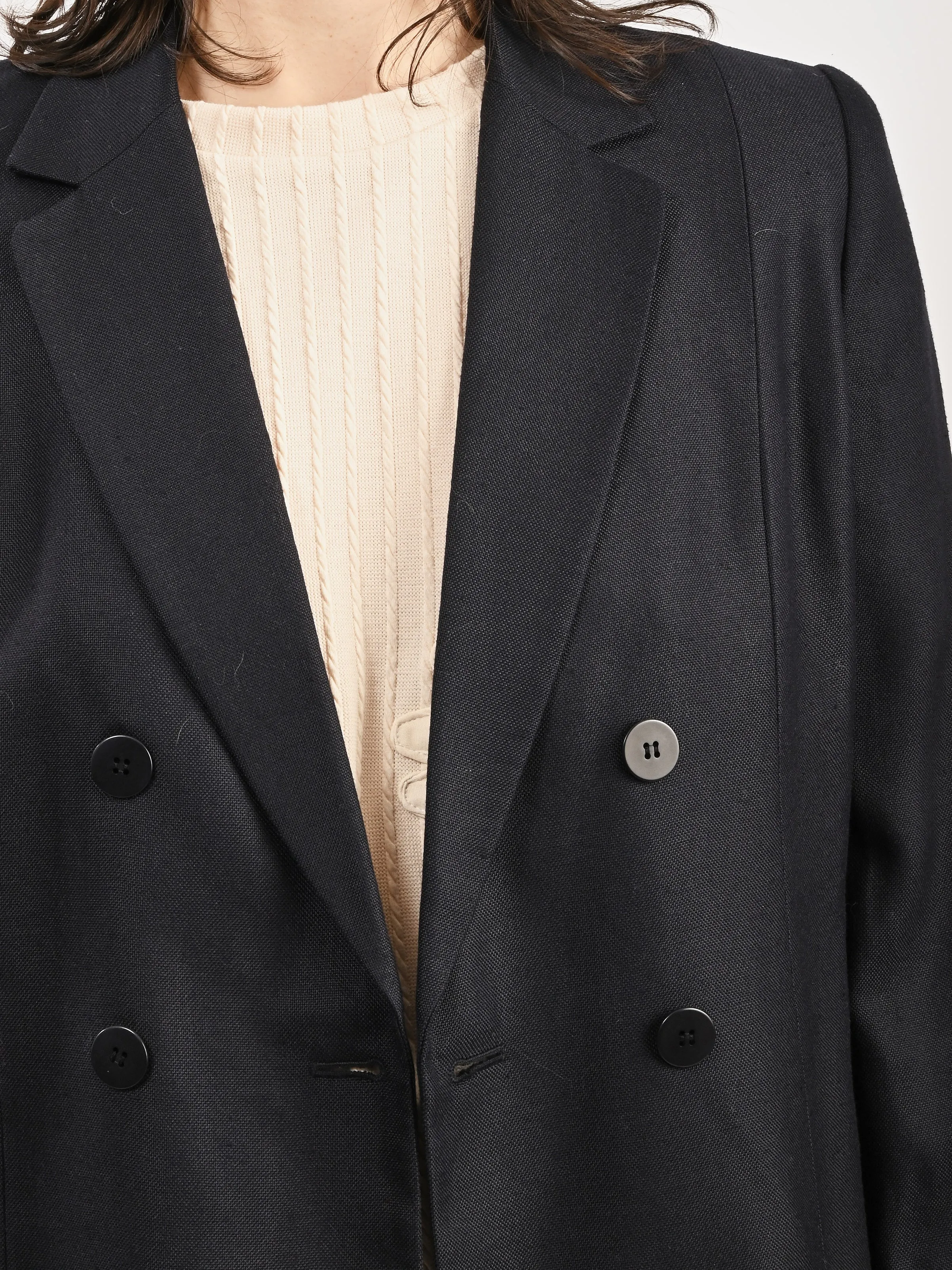 Navy Double Breasted Boxy Blazer sold by Frances May Houseline product image thumbnail 3