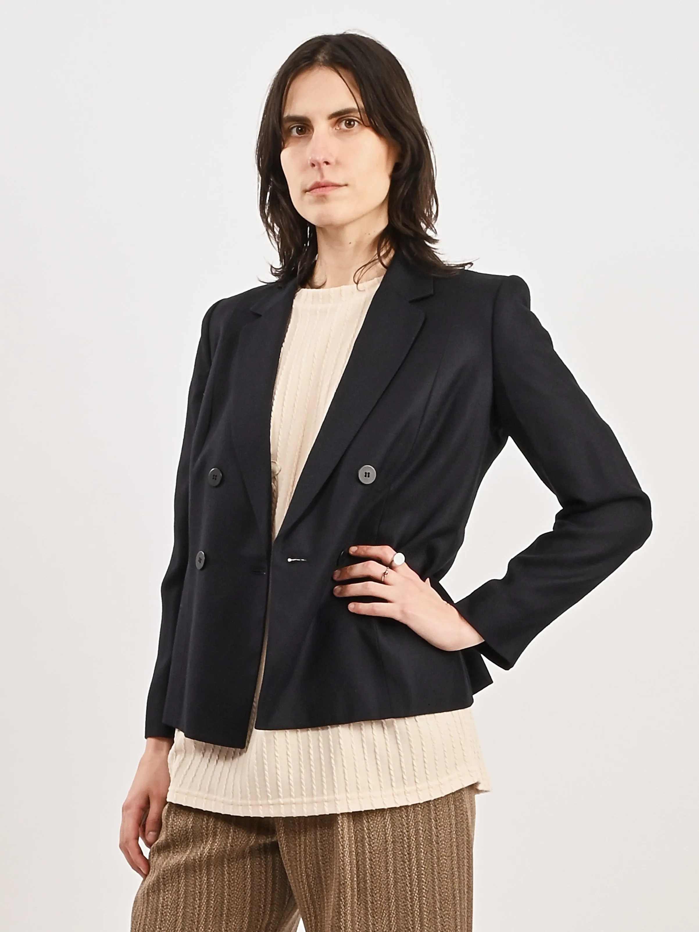 Navy Double Breasted Boxy Blazer sold by Frances May Houseline product image thumbnail 2
