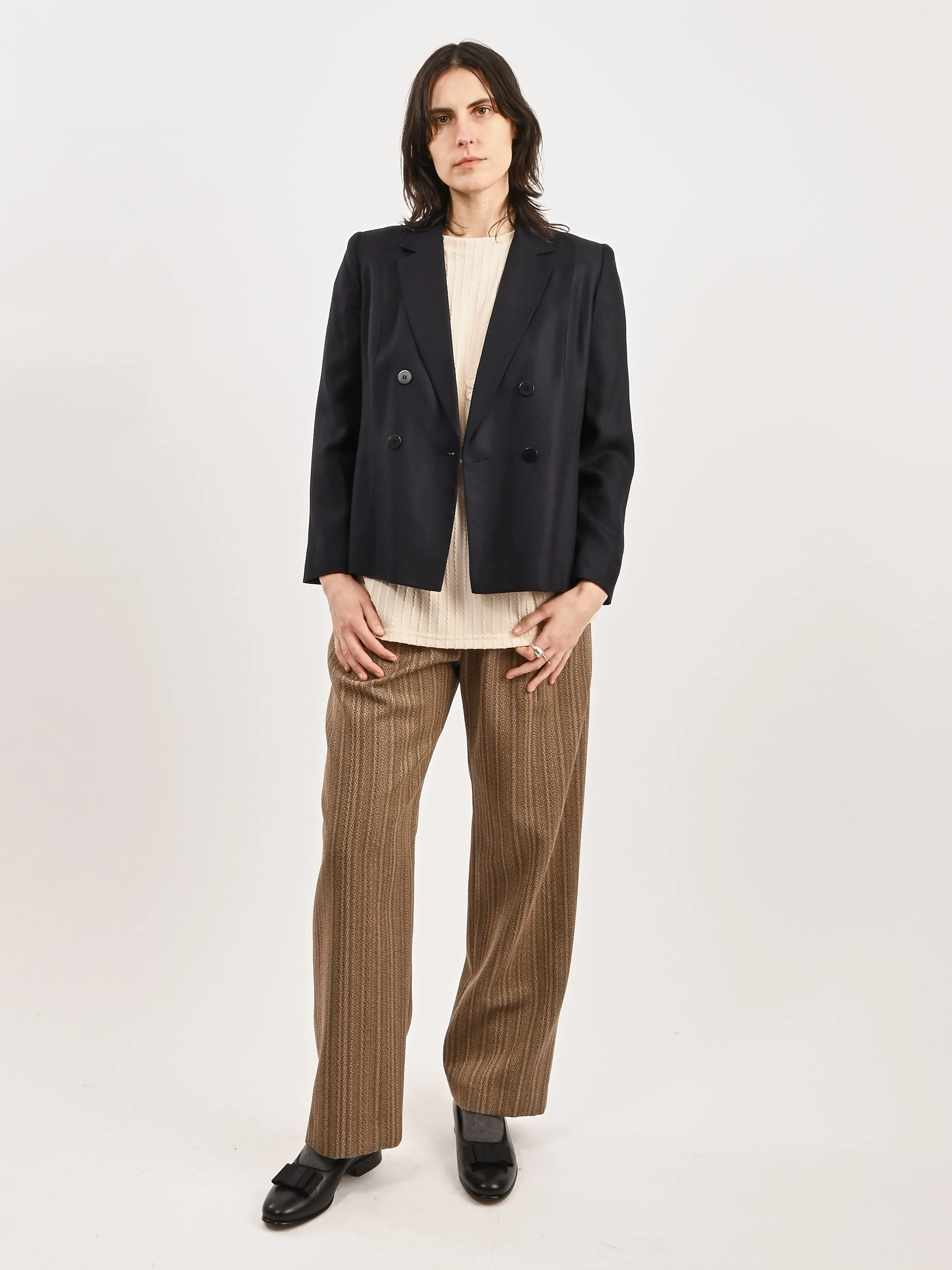 Navy Double Breasted Boxy Blazer sold by Frances May Houseline