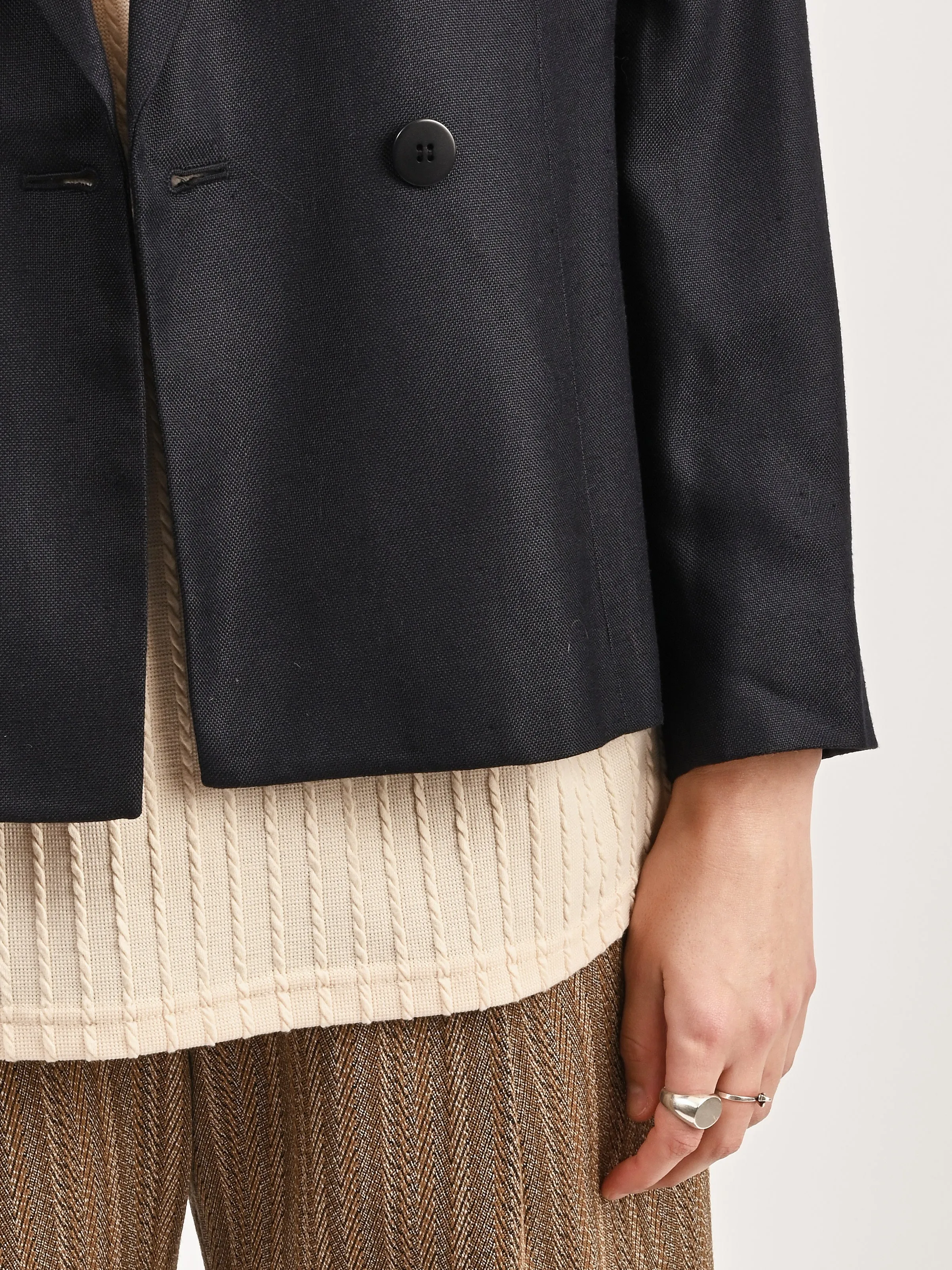 Navy Double Breasted Boxy Blazer sold by Frances May Houseline product image thumbnail 4