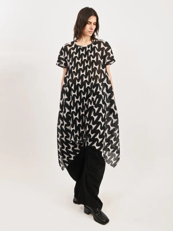 Black/White Jazzhands Thumb Plisse Blouse made by Henrik Vibskov