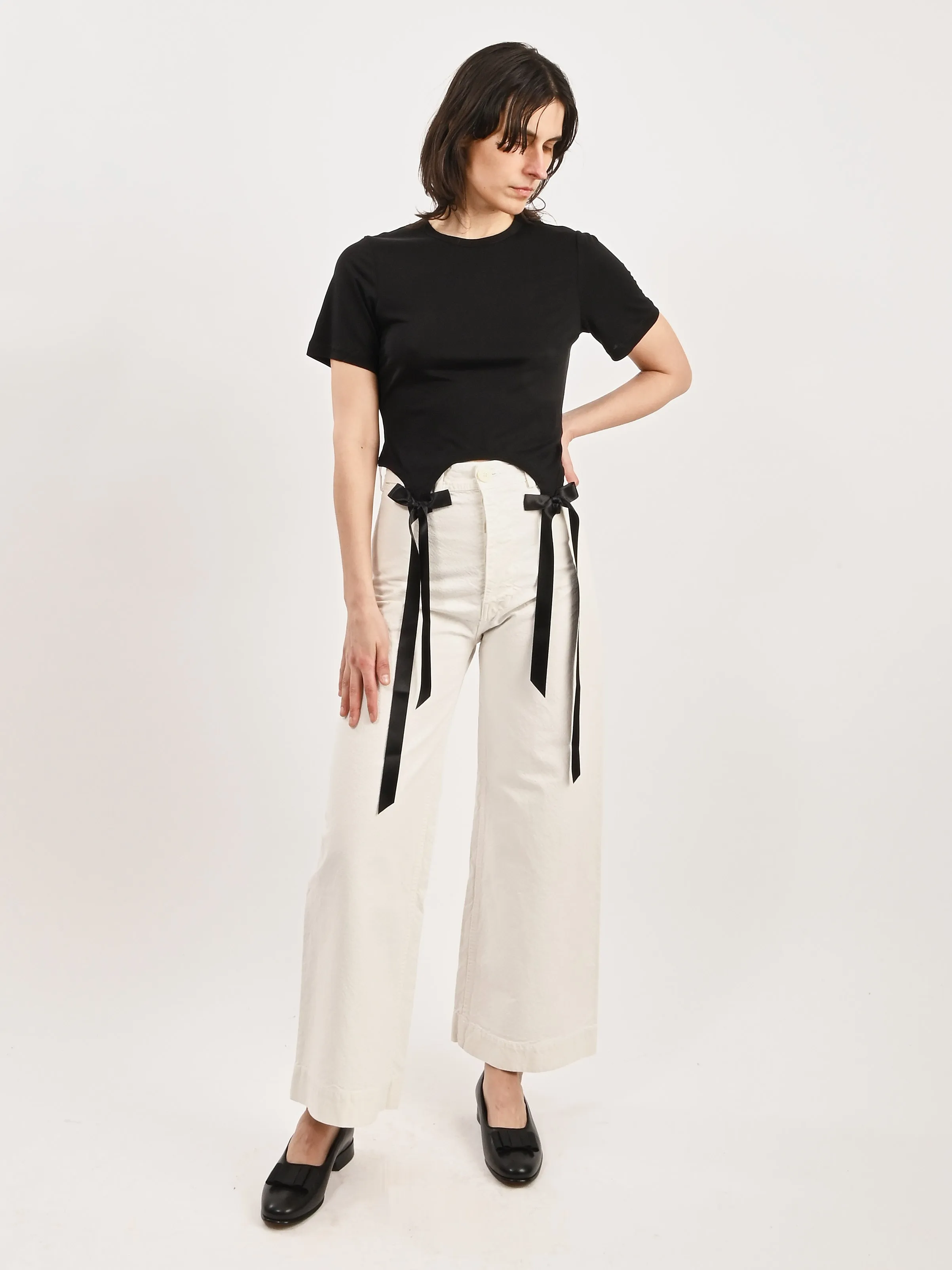 Black Easy S/S T-Shirt W/Bow Tails sold by Frances May Houseline