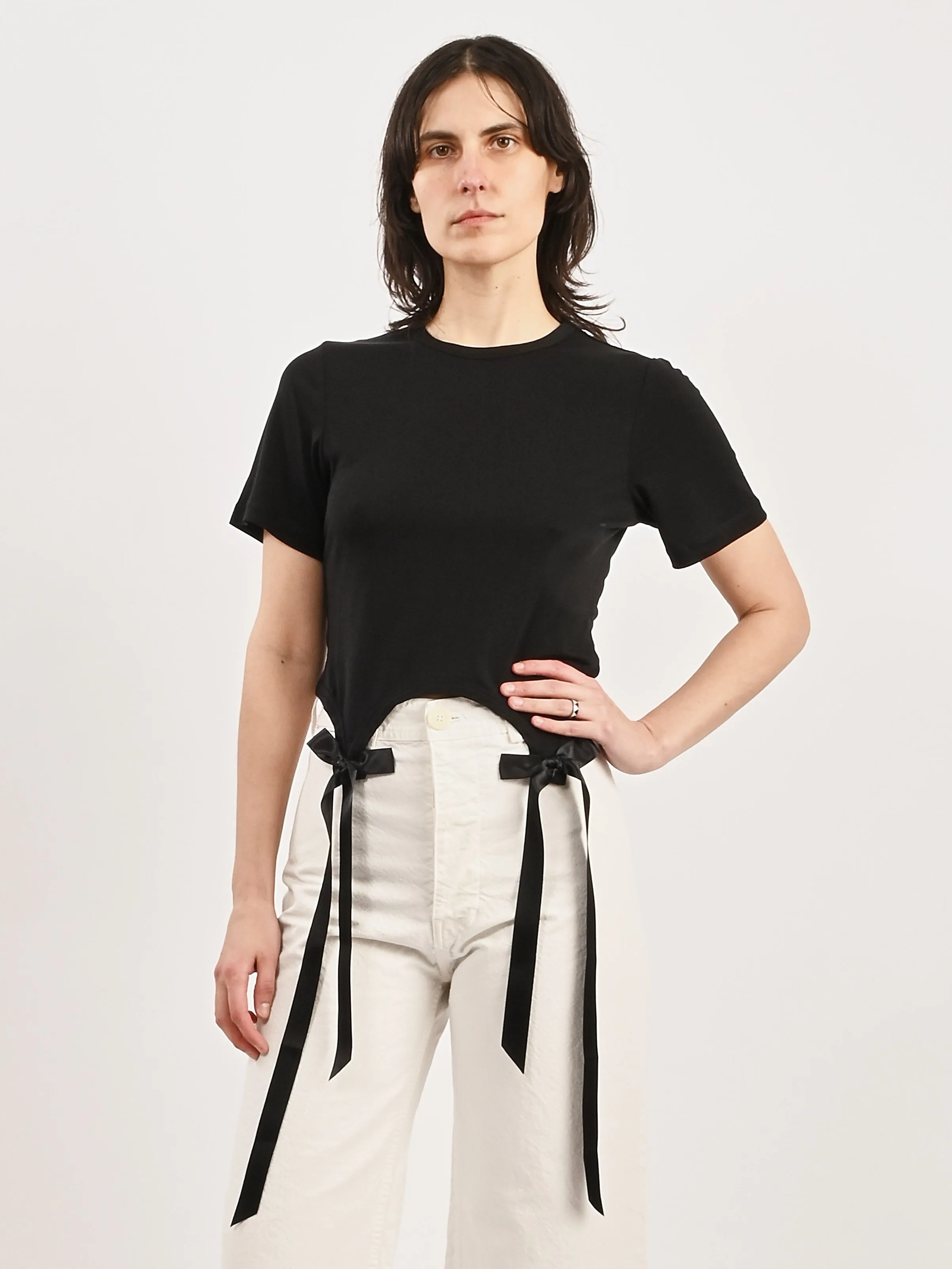 Black Easy S/S T-Shirt W/Bow Tails sold by Frances May Houseline product image thumbnail 2