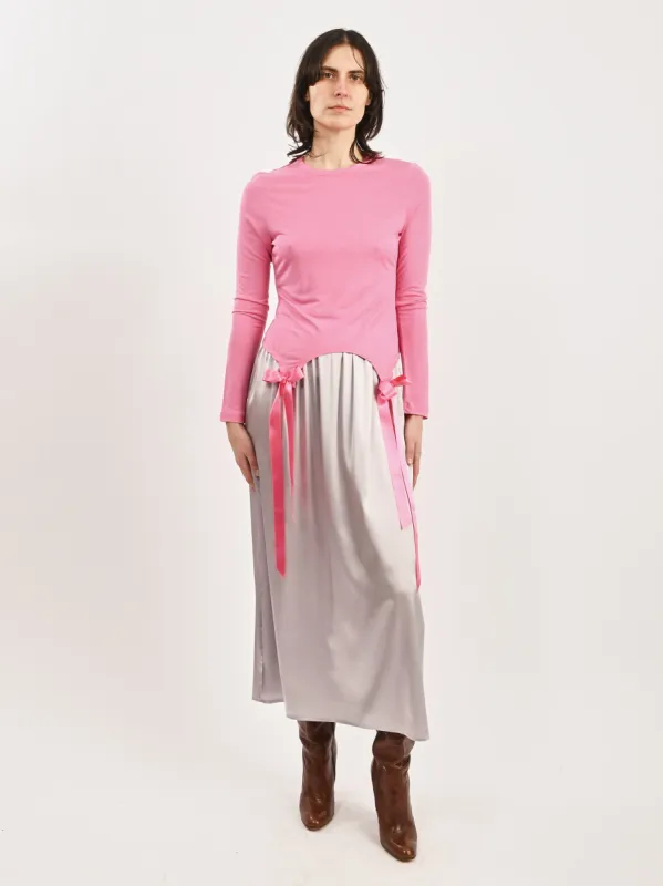 Bright Pink Easy L/S T-Shirt W/Bow Tails sold by Frances May Houseline